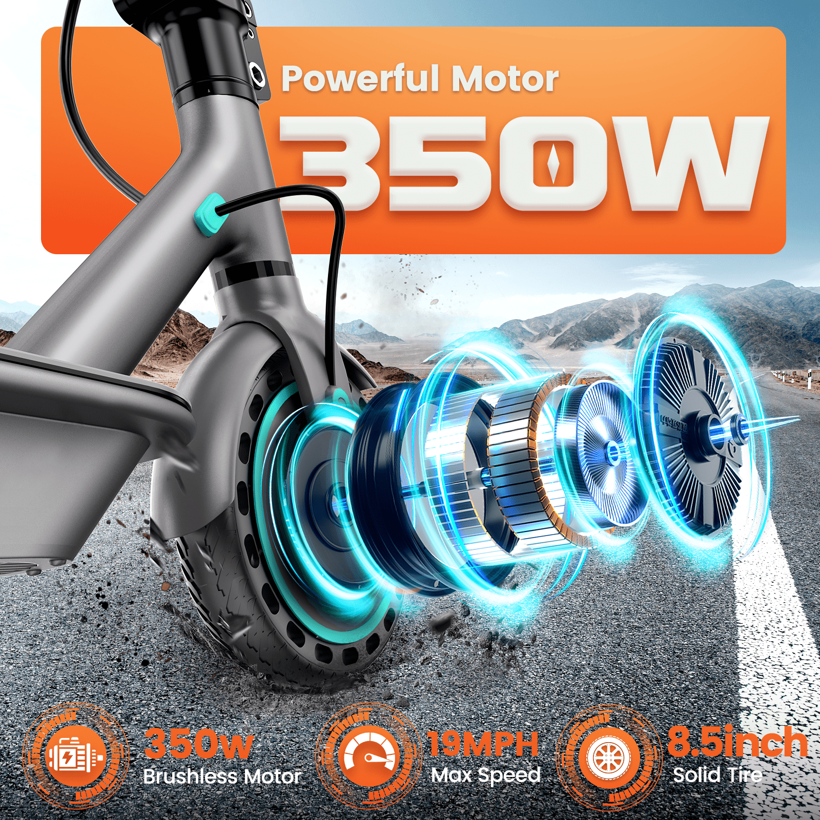DIERTTIER Electric Scooter for Adults, Portable Foldable Commuter E-Scooter with 350W Motor, 19MPH Max Speed, 16-Mile Range (Blue, 8.5 in Tires) 20ibk