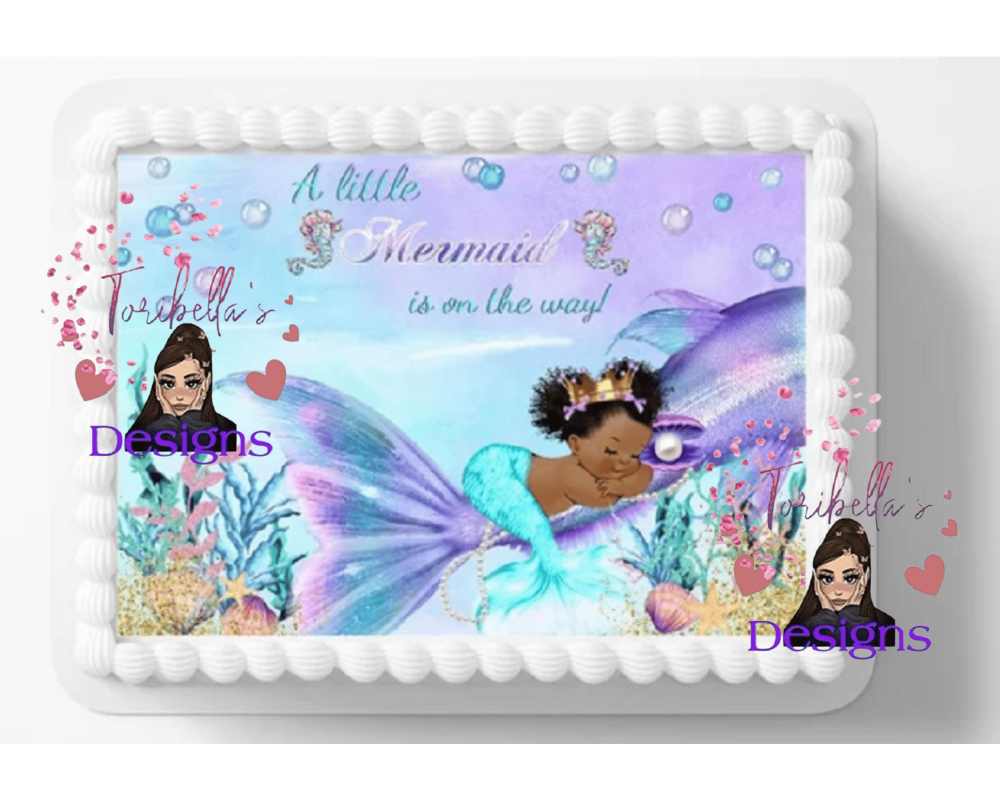 ToriBellas Designs Mermaid Princess Edible Cake Topper Frosting Sheet (8.5 x 11 in) q9d72