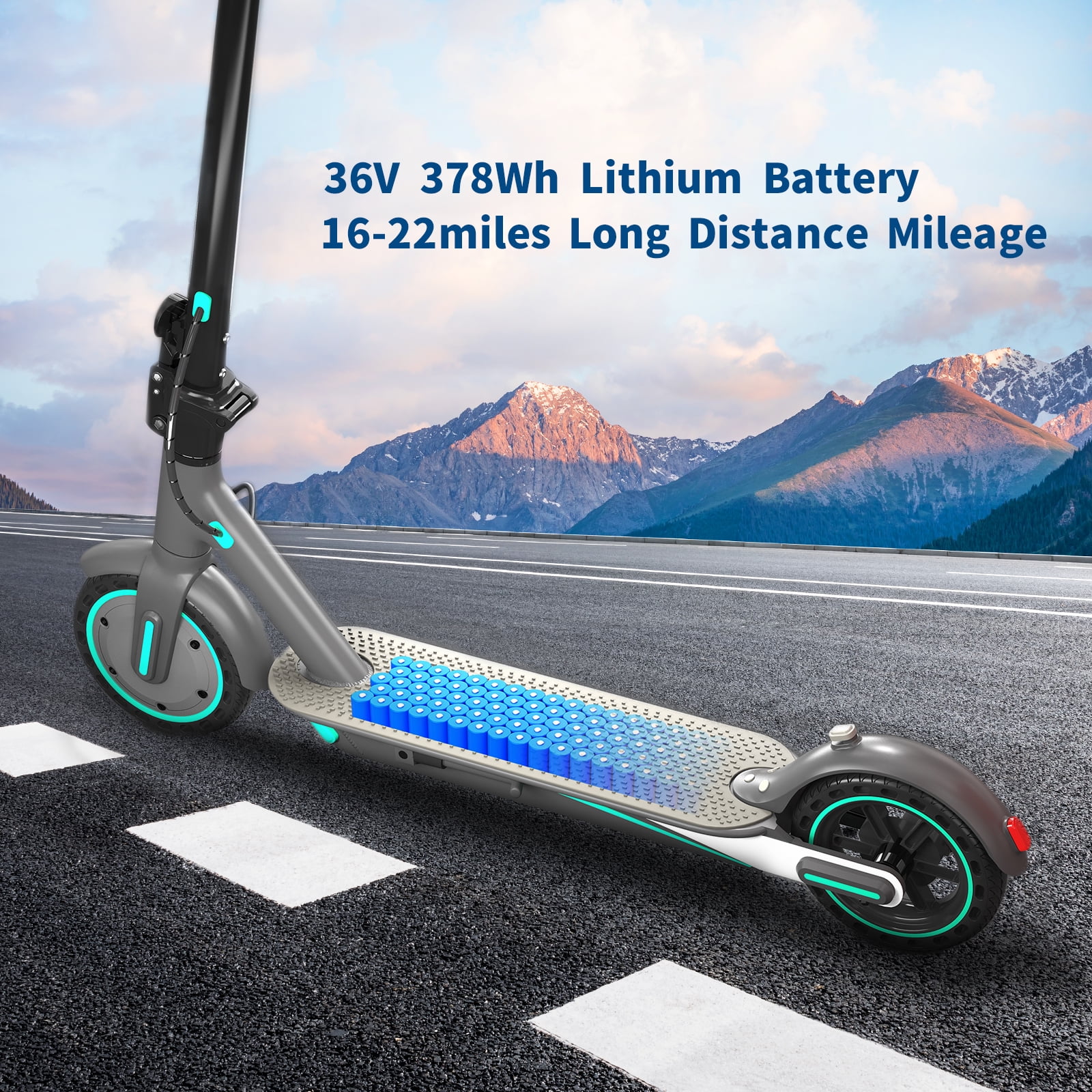 HiQiS Electric Scooter for Adults, 19 Mph Max Speed, 21 Miles Range, 350W Motor, Portable Folding Design (Blue, 8.5 in Tire) tytkh