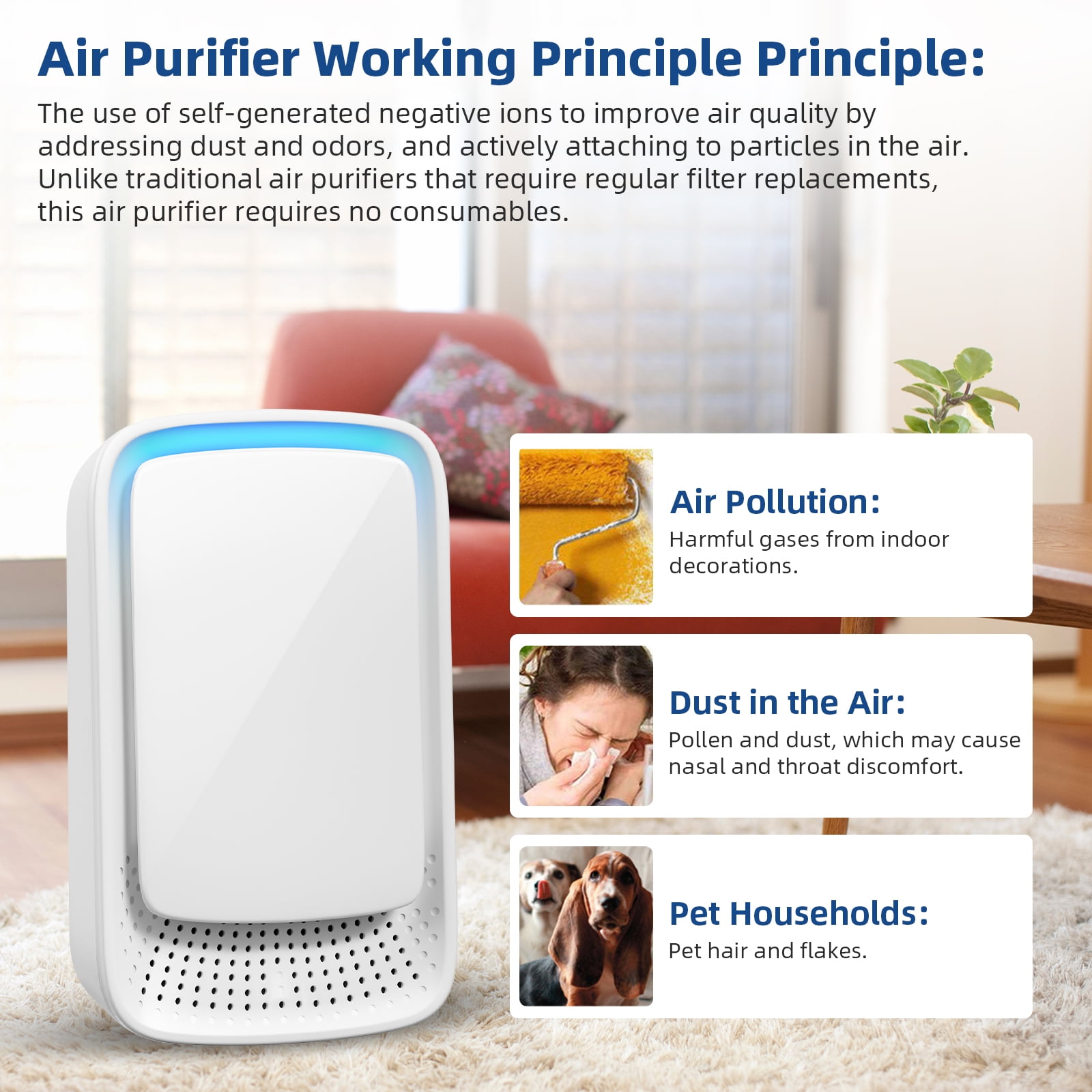 JahyShow Plug-In Air Ionizer, Filterless Negative Ion Generator for Home and Office (White, 4 Pack) glb2w
