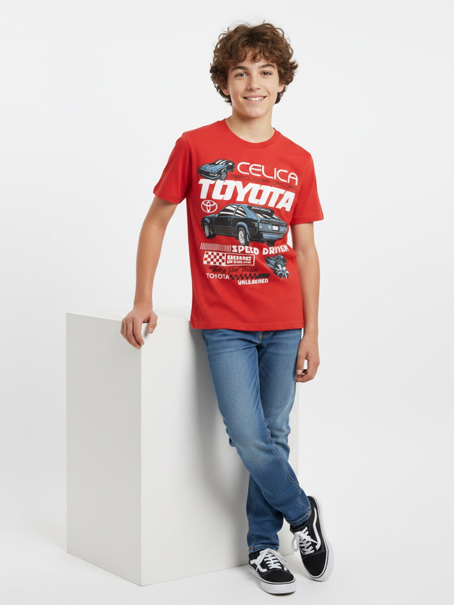 Toyota Boys' Supra Graphic Tee Short Sleeve Crewneck Shirt (Red, Size 4-18) hd76u