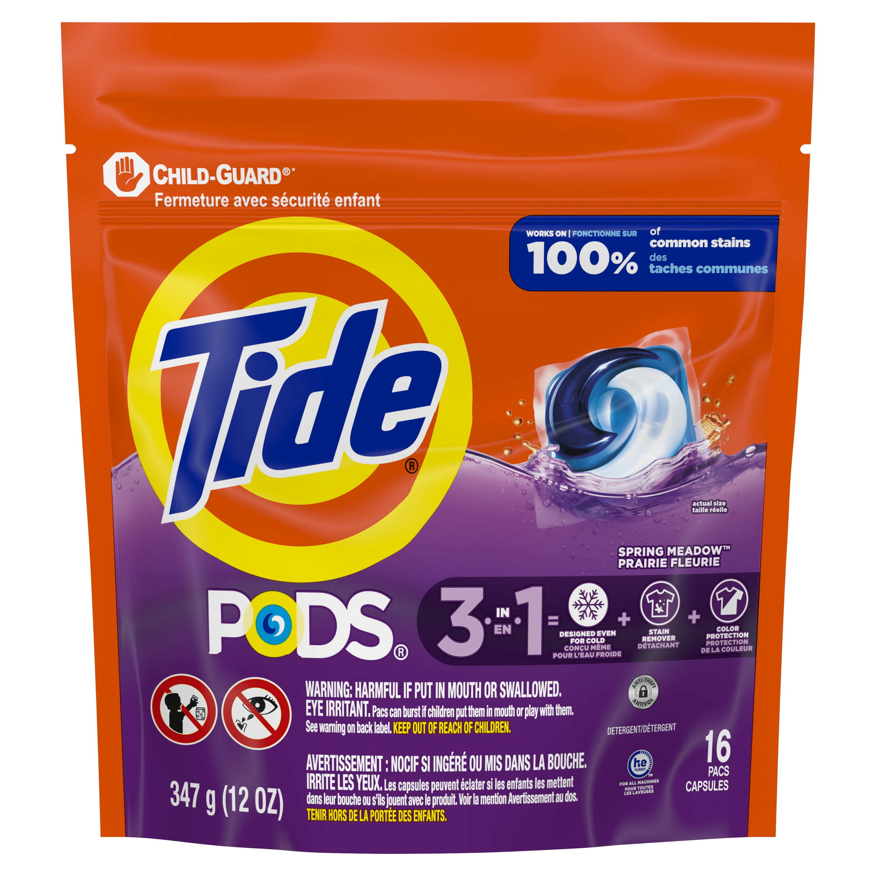 Tide PODS Laundry Detergent Pacs, Spring Meadow Scent, Deep Cleaning (16 Count) 3pttr