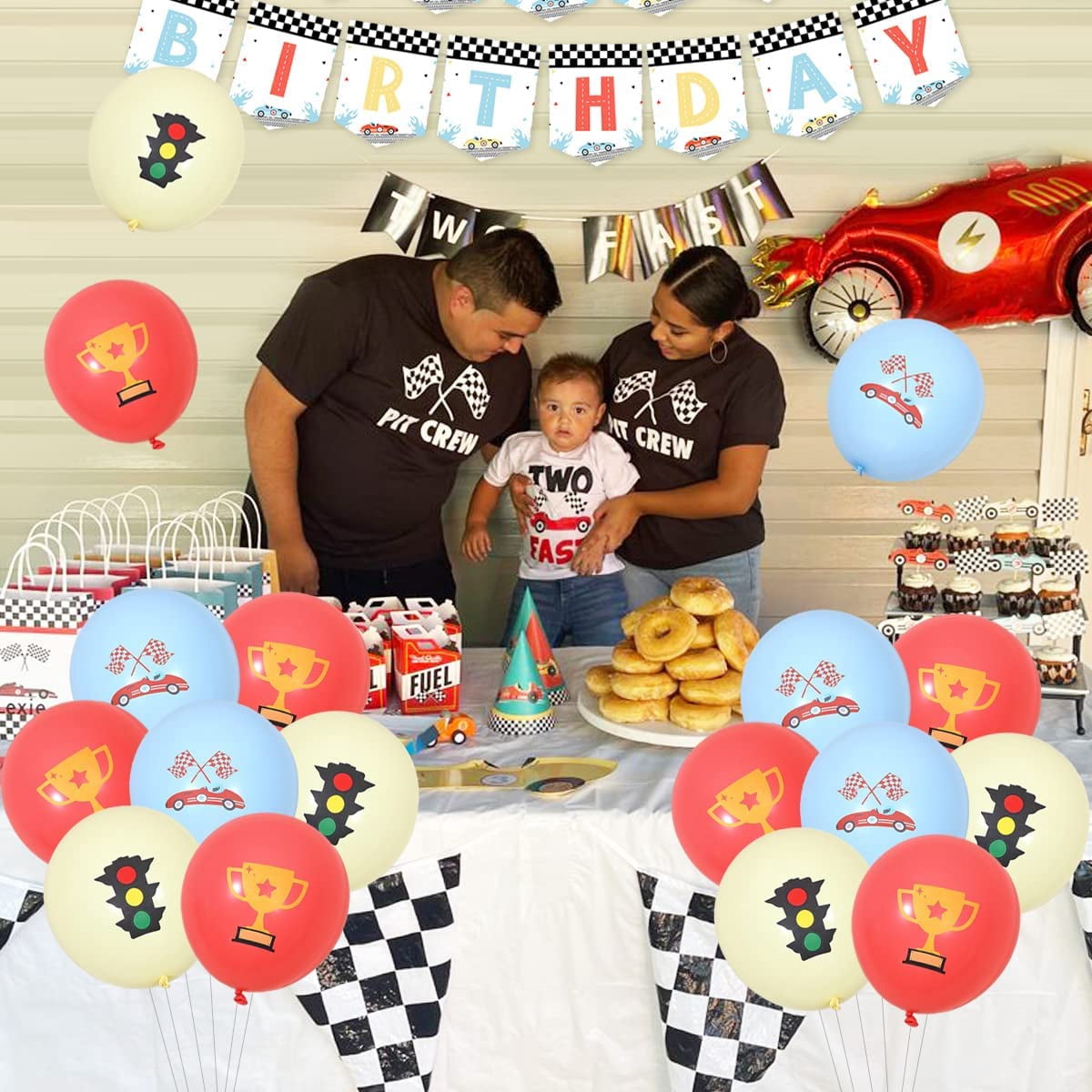 Joymemo Racing Car Balloons Set, Vintage Race Car Birthday Party Decorations (Red, 36 Pack, 12 in) oqhbx