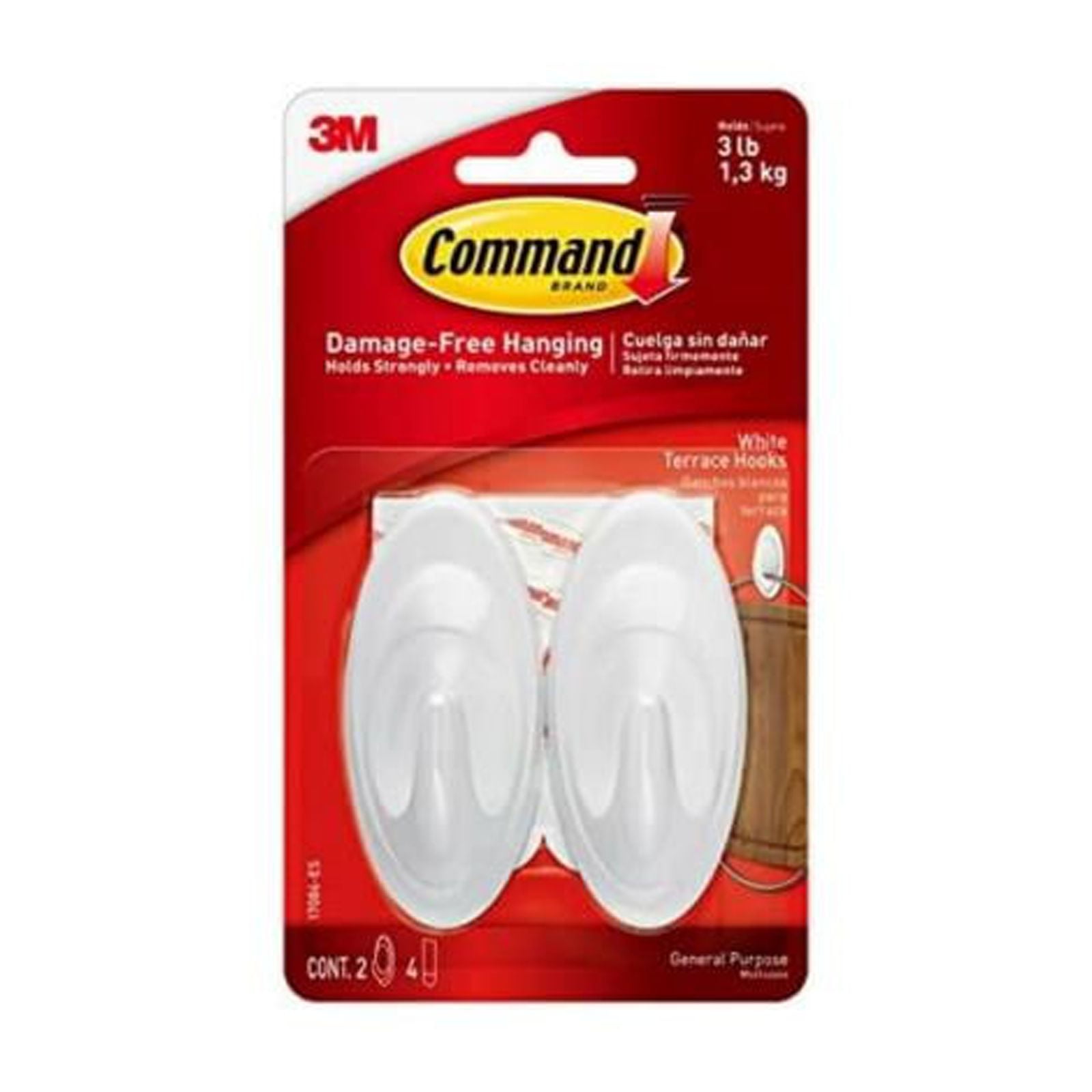Command Decorative Wall Hook, Damage-Free Hanging Adhesive Hook (White, Medium) 2dx9f
