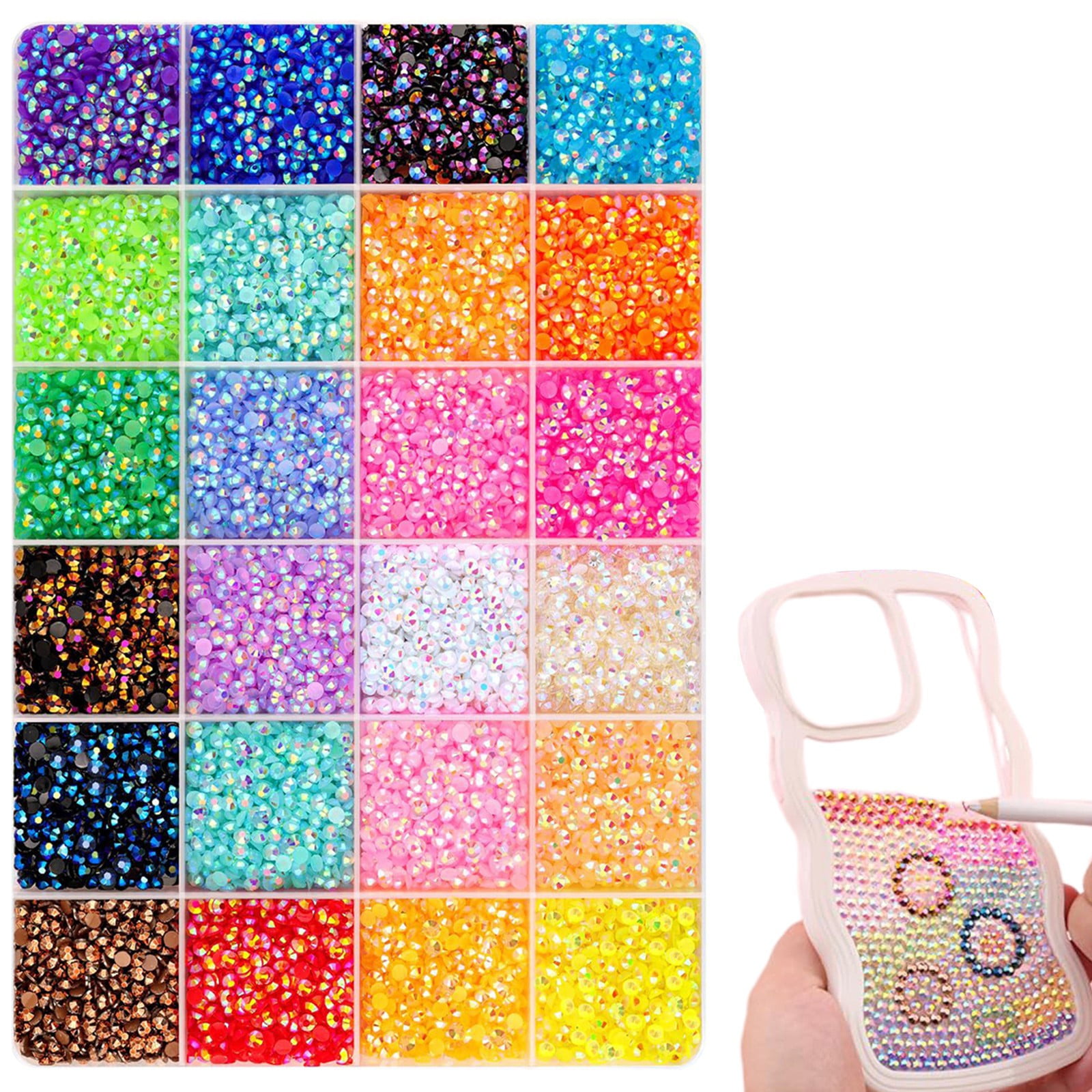 Juaoua 32000 Pcs Resin Flatback Rhinestone Kit for DIY Crafts and Jewelry Making (40 Colors, 3mm) l5pm6