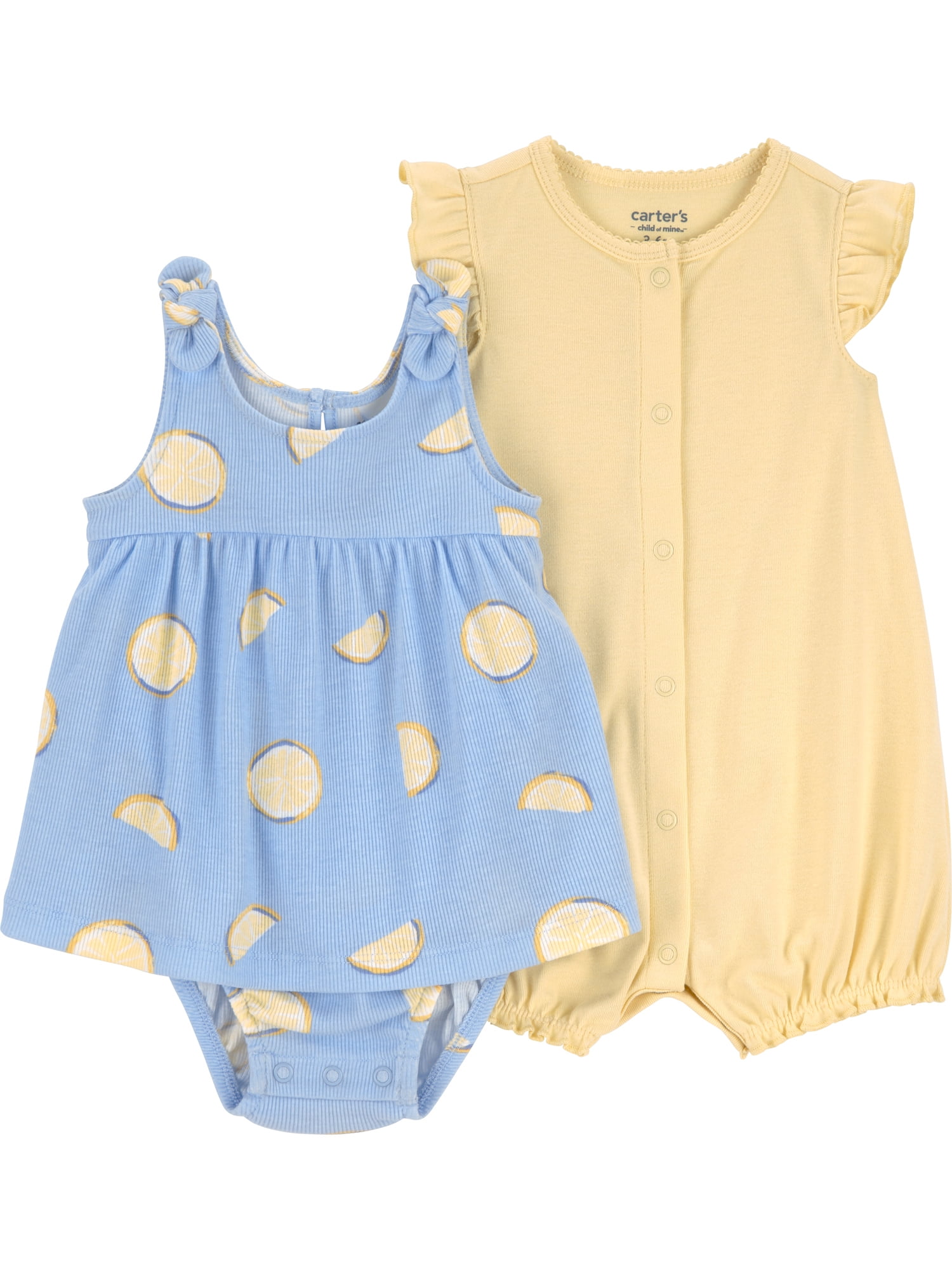 Carter's Child of Mine Baby Girl Romper and Dress Set (Yellow, 2-Piece) 420kx