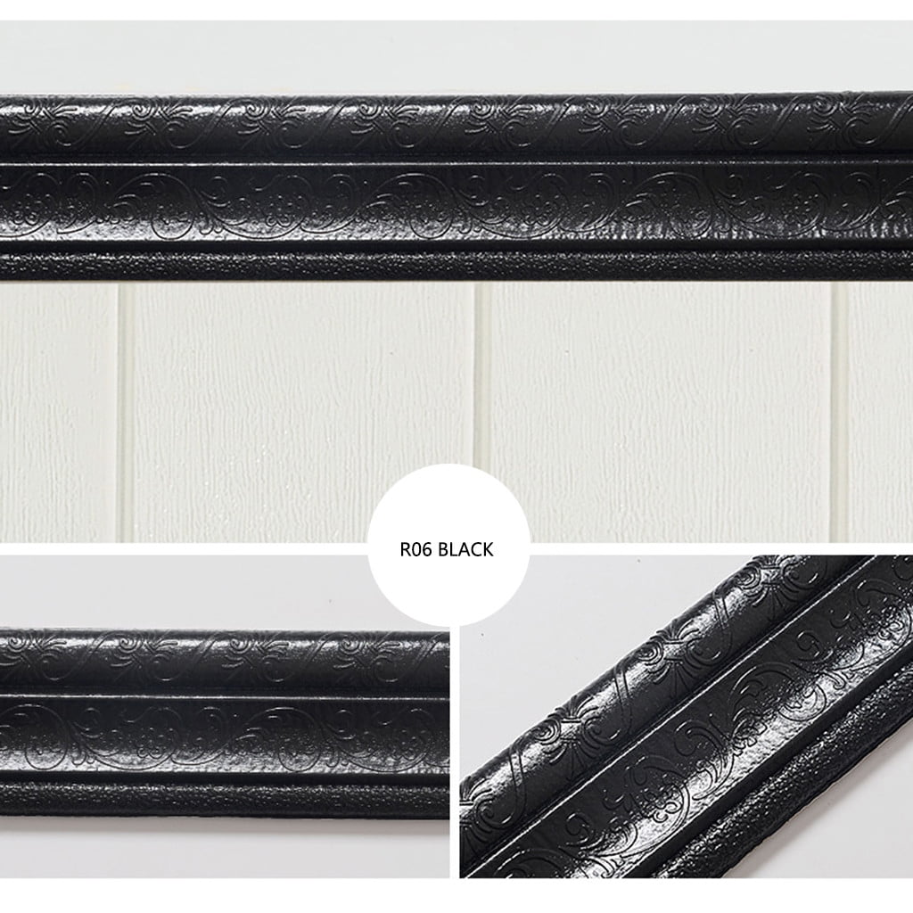 SDJMa Flexible Foam Molding Trim, Self-Adhesive 3D Wall Border for Home Decor (Black, 93 in x 3 in) bua7p