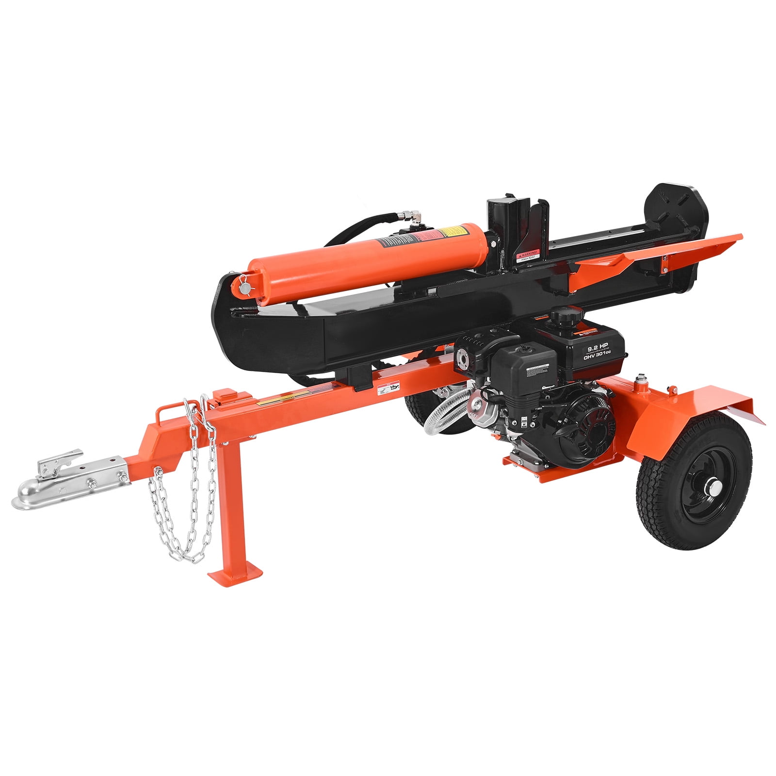 KFFKFF 30-Ton Gas Log Splitter, 306CC Engine, Hydraulic Wood Splitting Machine with 2-in Ball Coupler (Orange, 24-in Log Capacity) mlmga
