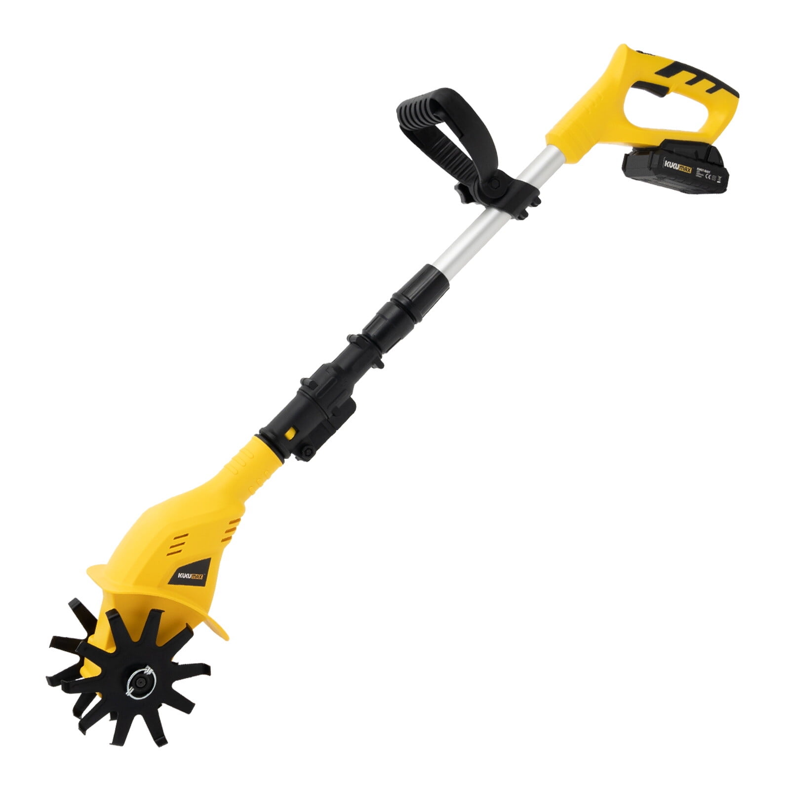 PEAKORA Cordless Tiller Cultivator, 20V Battery Powered Garden Tiller with Adjustable Telescopic Handle (42.13-50.39 in) o043n