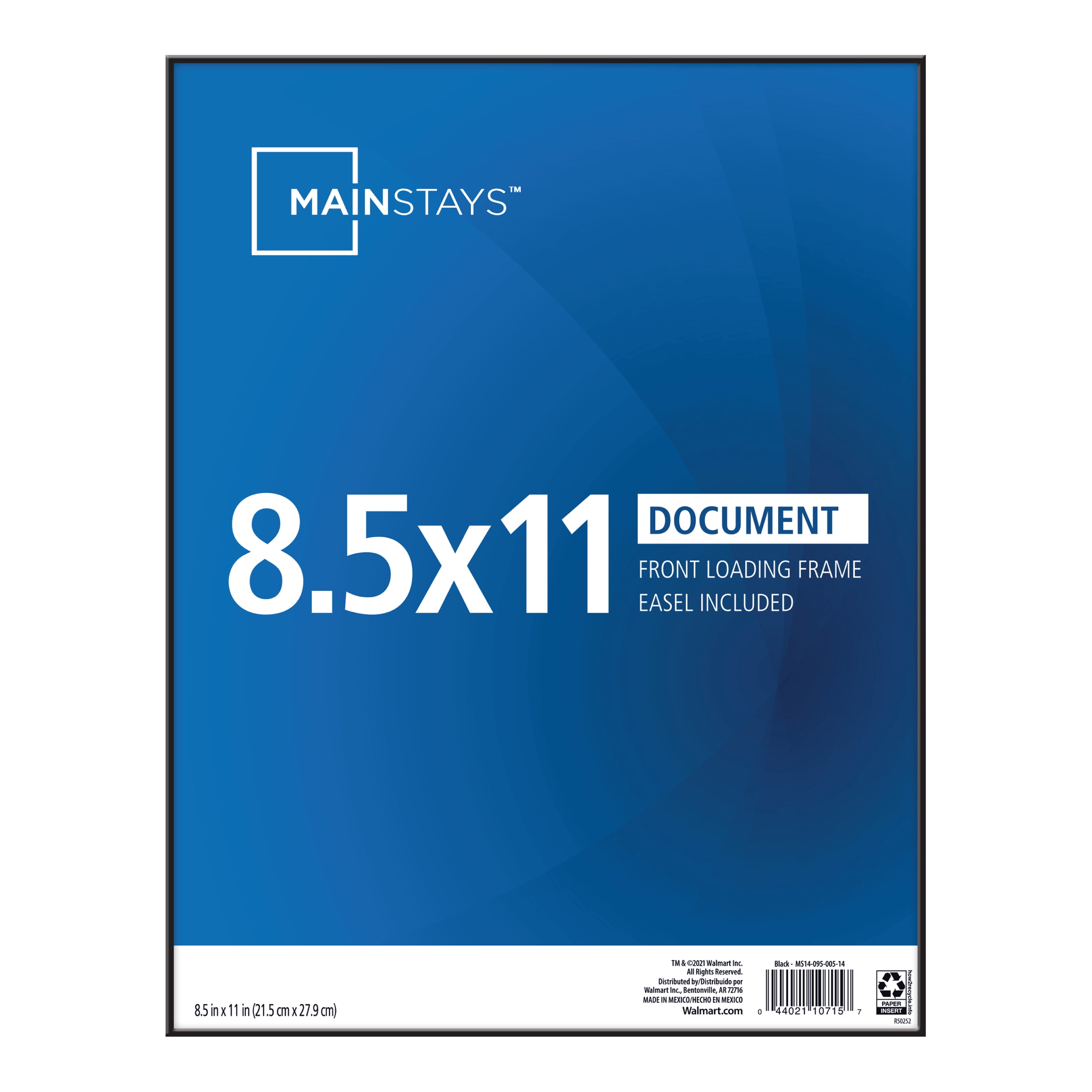 Mainstays Front Loading Picture Frame for 8.5x11 Photos and Documents (Black, 8.5 in x 11 in) 28o9k