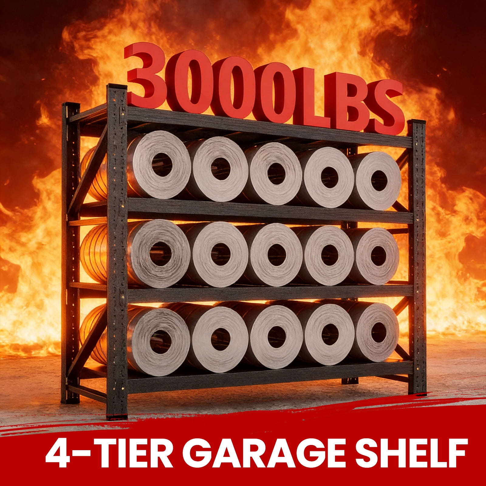 AUHUP 4-Tier Heavy Duty Metal Garage Storage Shelving Unit (Black, 48 in W x 24 in D x 70 in H) m2fh0