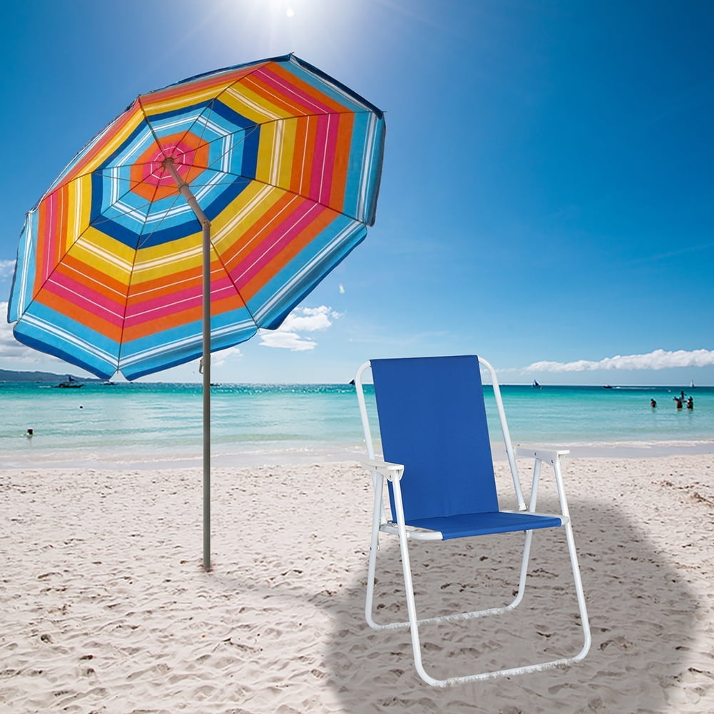 Canddidliike Folding Beach Chair, Portable Outdoor Camping Seat with Oxford Cloth and Iron Frame (Blue) irbut