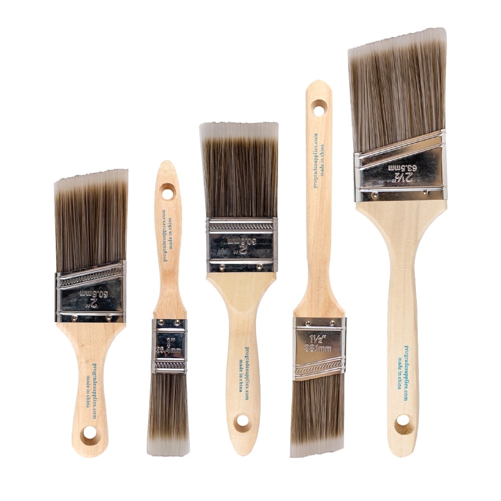 Pro Grade Paint Brush Set, Professional Synthetic Bristle Brushes for Walls and Trim (5-Piece Set) czmvo