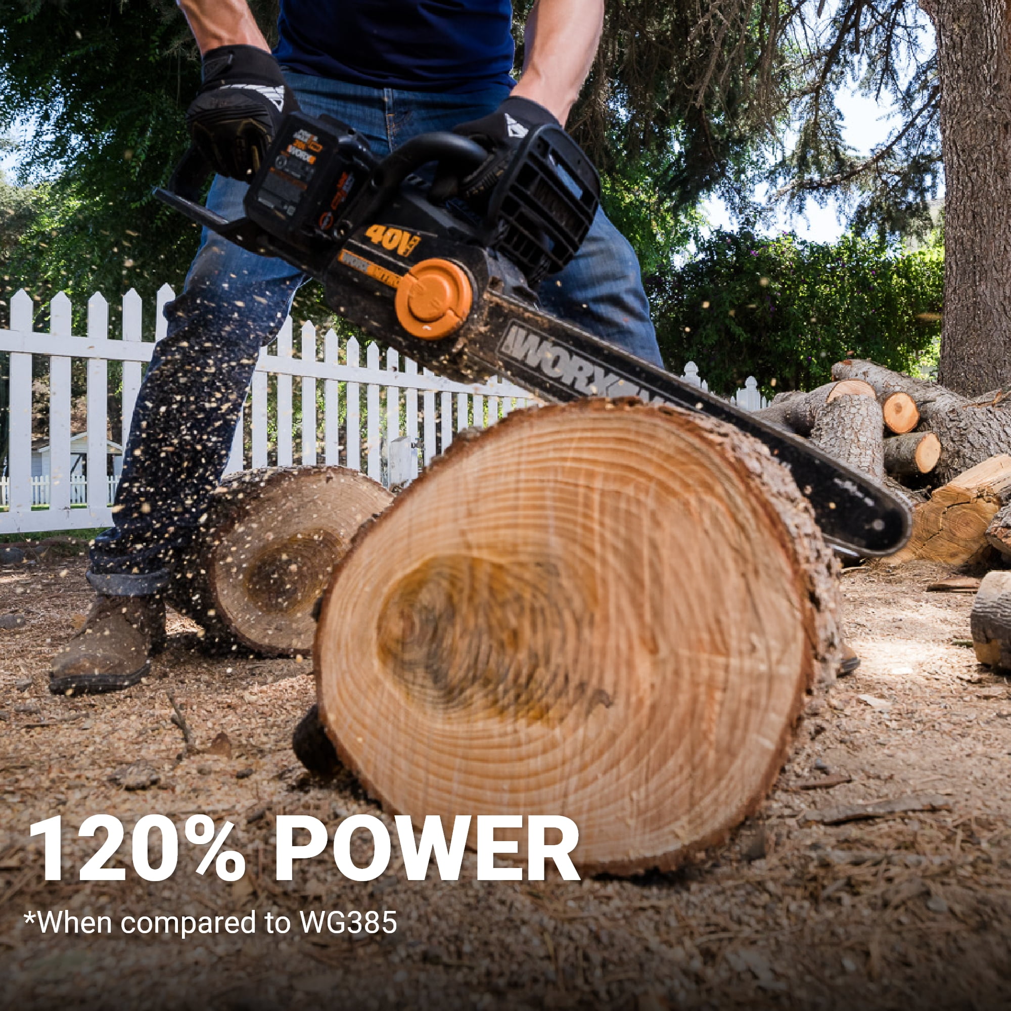 Worx Nitro WG385.1 40V Cordless Chainsaw with Brushless Motor and PowerShare Battery System (Black, 16 in) goucy