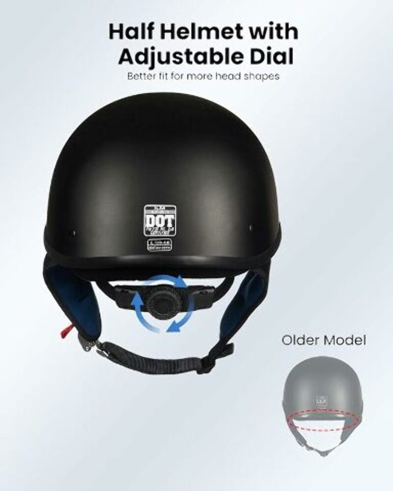ILM 205V Motorcycle Half Helmet, DOT Approved Lightweight ABS Shell with Sun Visor (Matte Black, One Size) 1jaaf