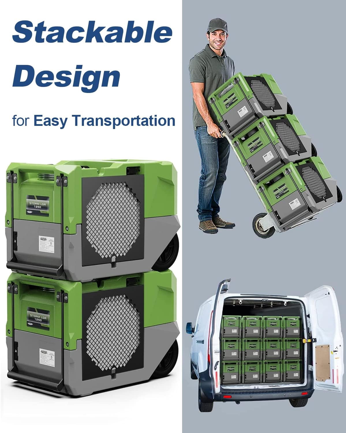 AlorAir LGR Commercial Dehumidifier with Built-in Pump, High-Capacity Industrial Moisture Removal for Water Damage Restoration (Green, 3000 Sq. Ft.) hf58f