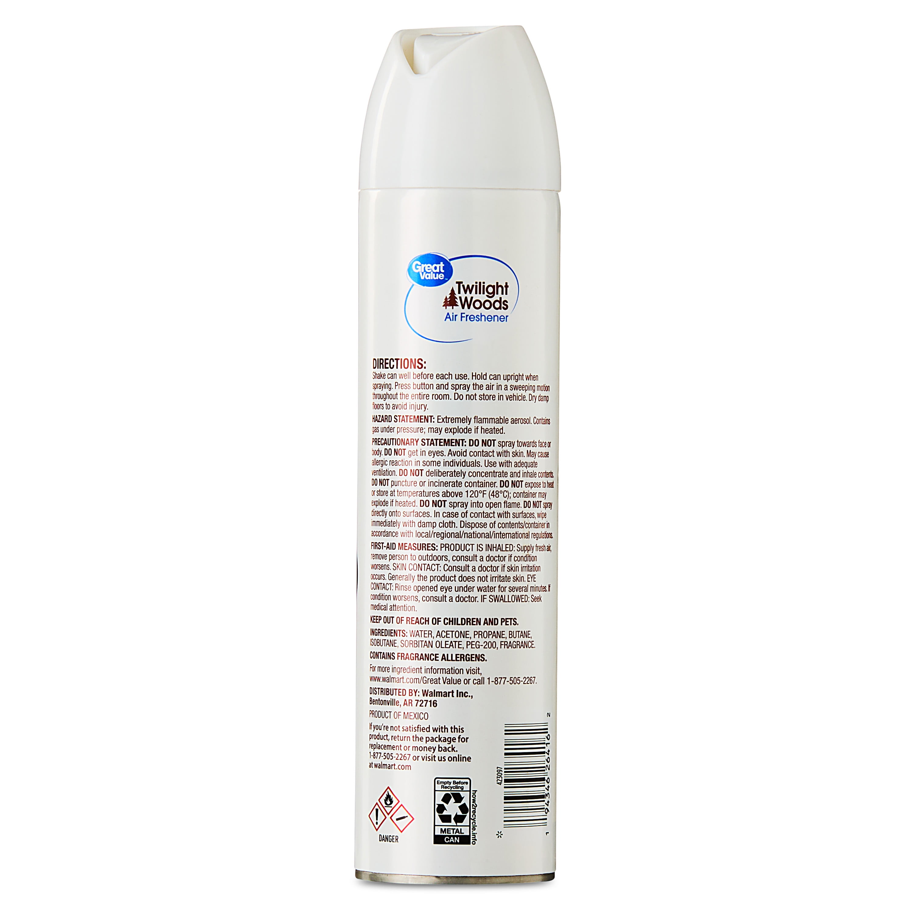 Great Value Aerosol Air Freshener, Odor Eliminator Spray, Twilight Woods (8 oz) 35xev