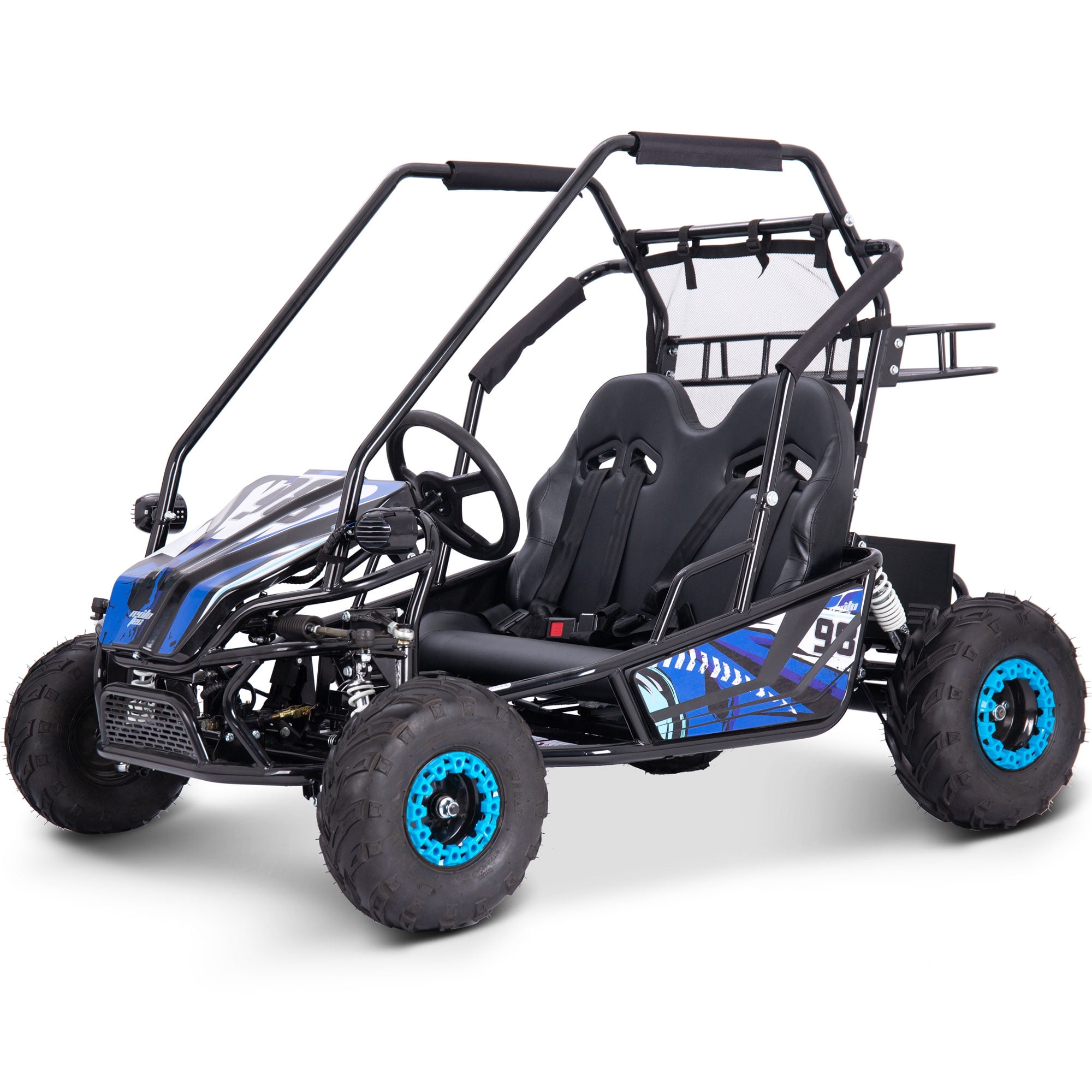MotoTec Mud XL 60v 2000w Electric Go Kart with Full Suspension (Blue, 60v 20ah) x8chg