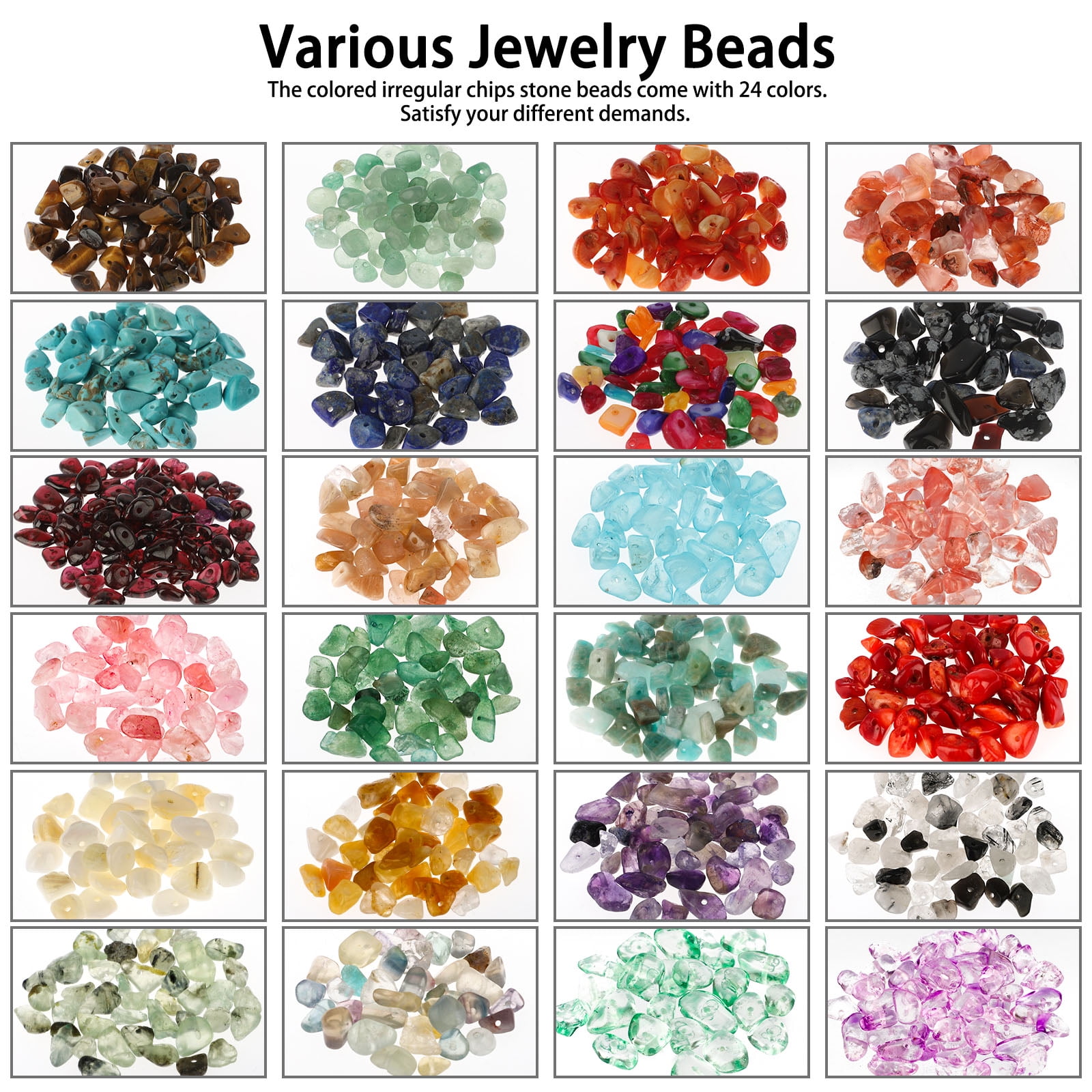 TSV Natural Gemstone Beads, Irregular Crystal Chips for Jewelry Making (Multi-Color, 1200 Pieces) i4qzz