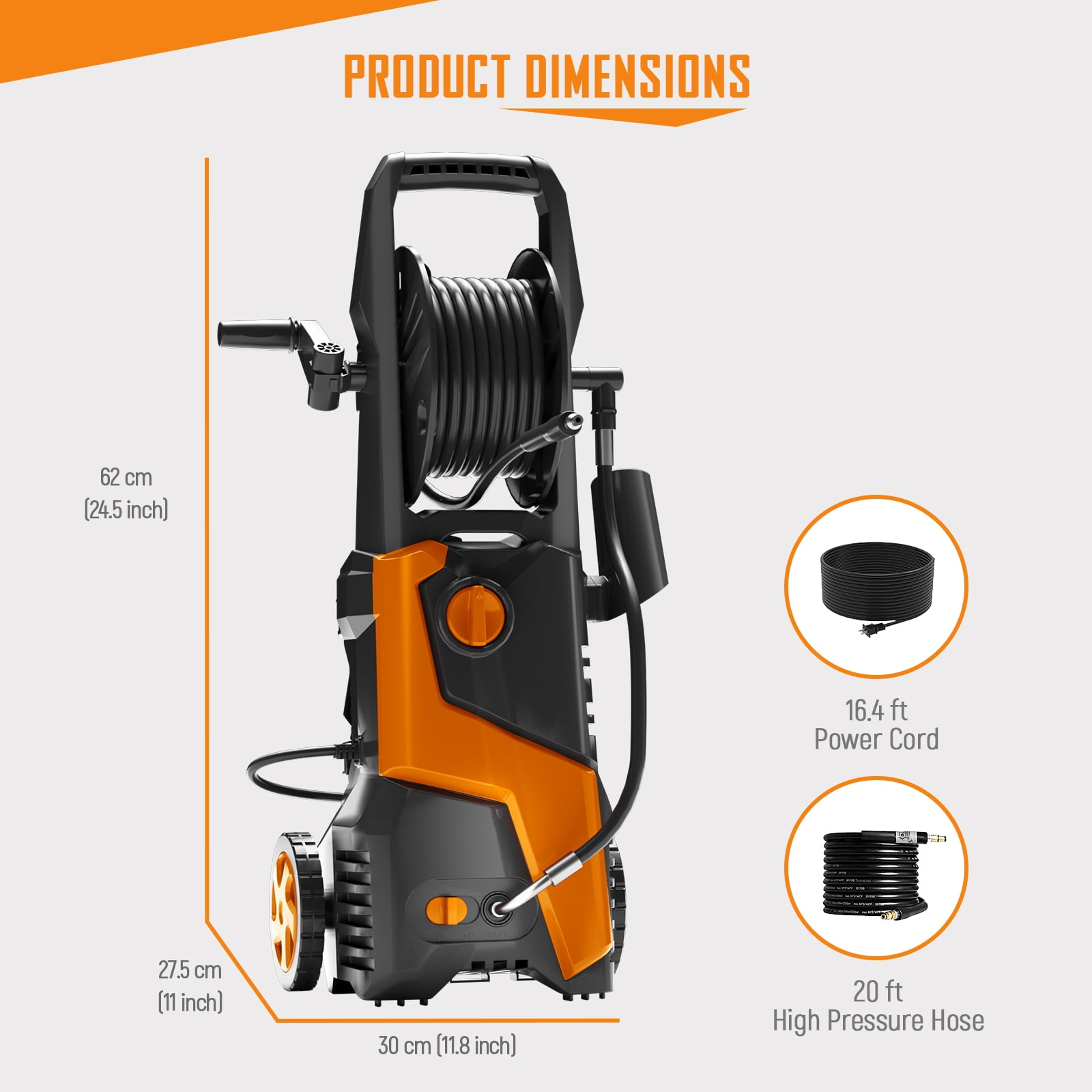 HONDMIN Electric Pressure Washer 4200 PSI 2.5 GPM (25 ft Hose, 16.9 fl oz Foam Cannon) t46hn