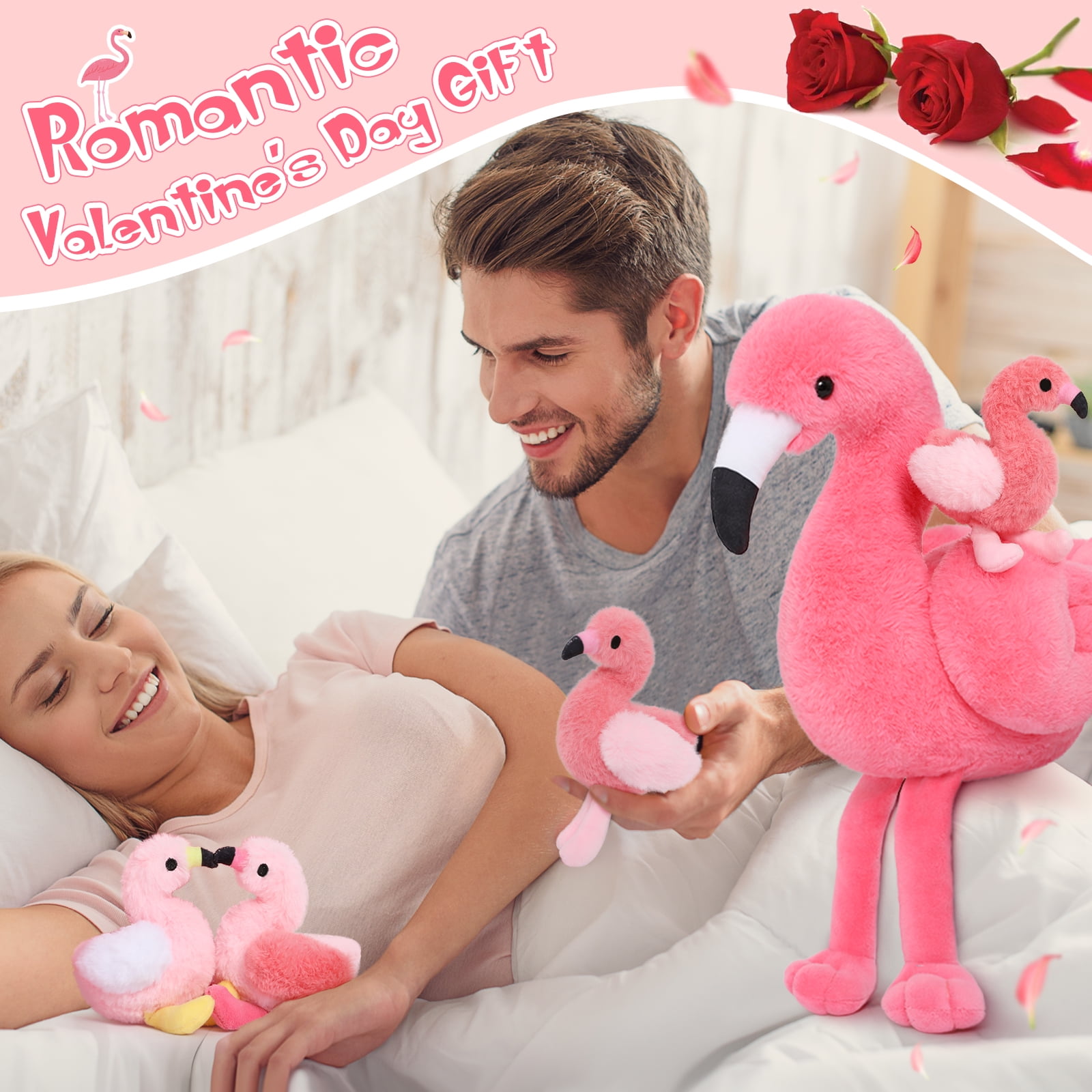 MorisMos Plush Flamingo Stuffed Animal Set with 4 Baby Flamingos (Hot Pink, 18 in) dkaaf