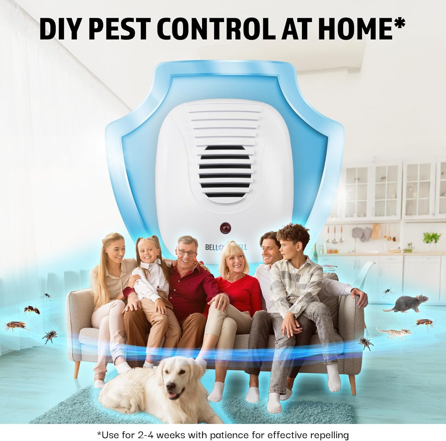 Bell + Howell Ultrasonic Pest Repeller (White, 4-Pack) bun8k