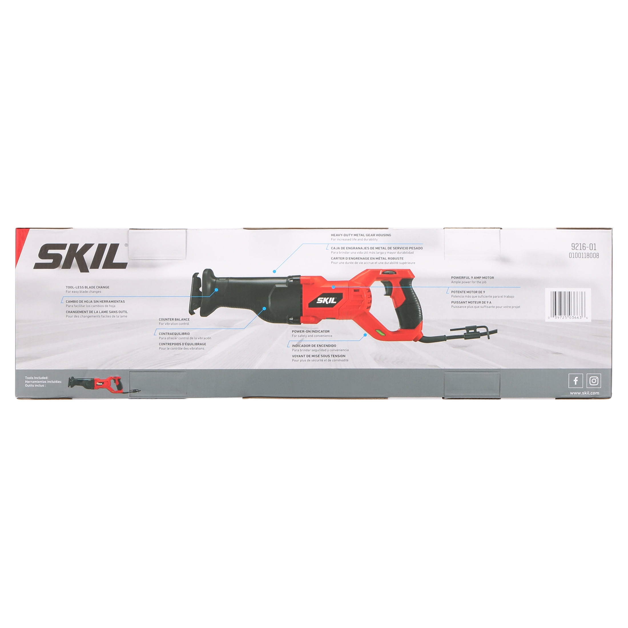 SKIL 9216-01 Corded Reciprocating Saw with 9 Amp Motor and Variable Speed Control (Red, 14 in) 1hovd