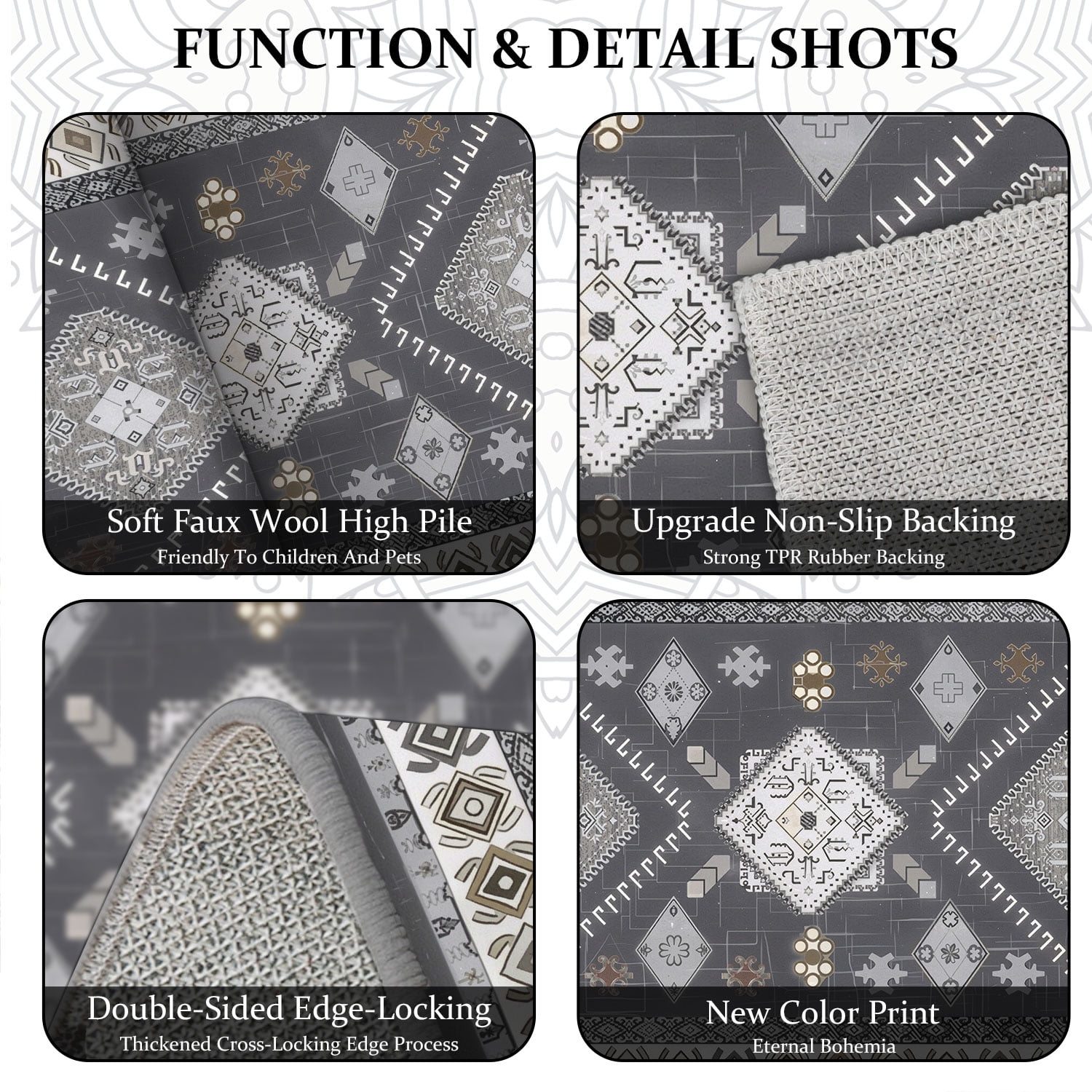 TECHVIDA 3-Piece Kitchen Rug Set, Non-Slip Machine Washable Farmhouse Floor Mats (Gray, 20 in x 32 in, 20 in x 47 in, 20 in x 59 in) 9y6vo