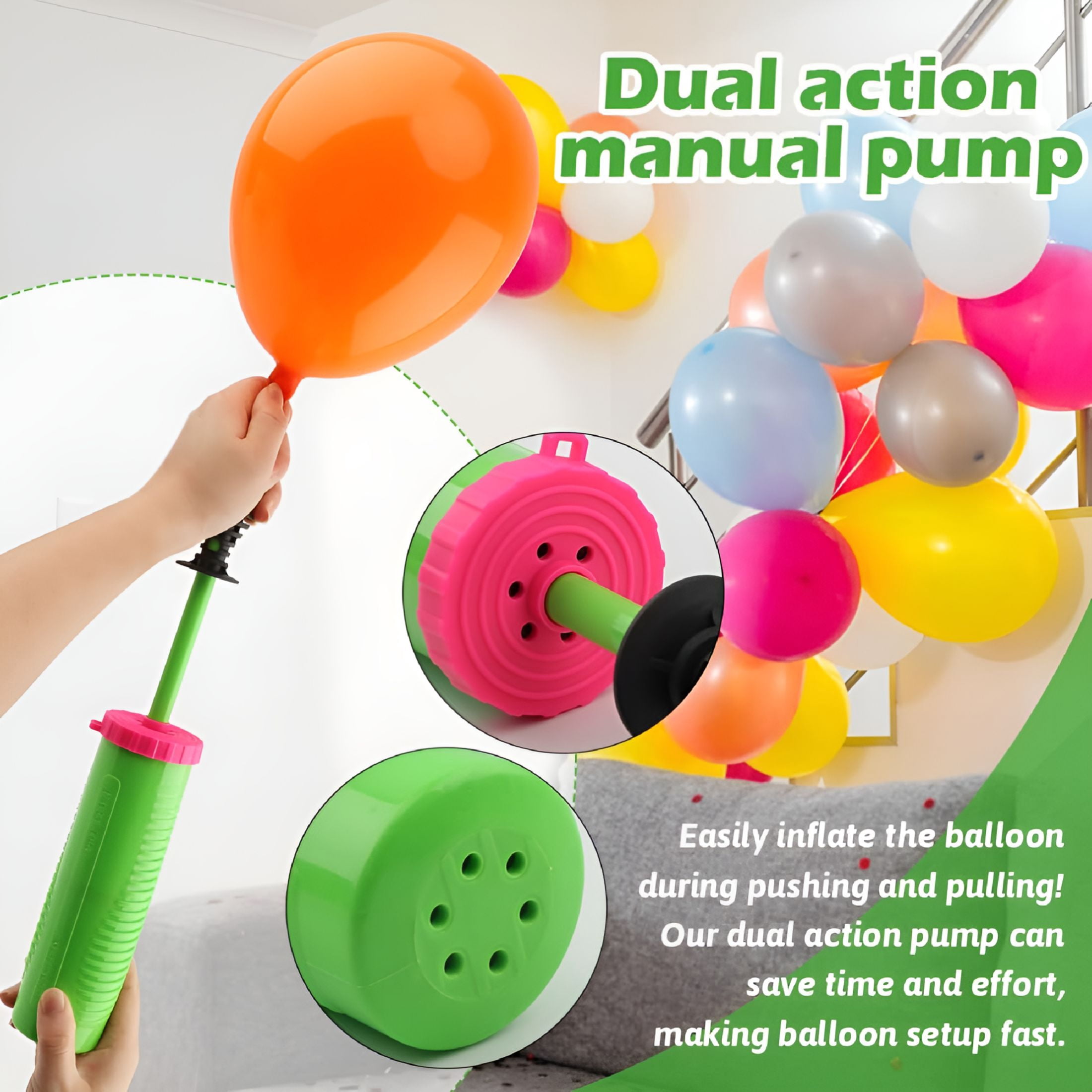 EXLEAF Dual Action Balloon Pump and Tying Tool Set (2 Piece Set) y32qx
