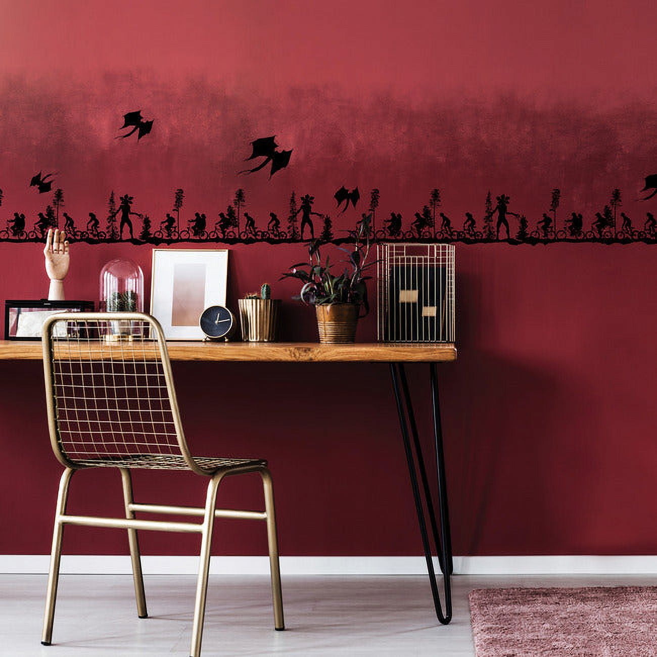 RoomMates Stranger Things Forest Scene Peel And Stick Wall Decals (Black, 7 Piece Set) ovhnz