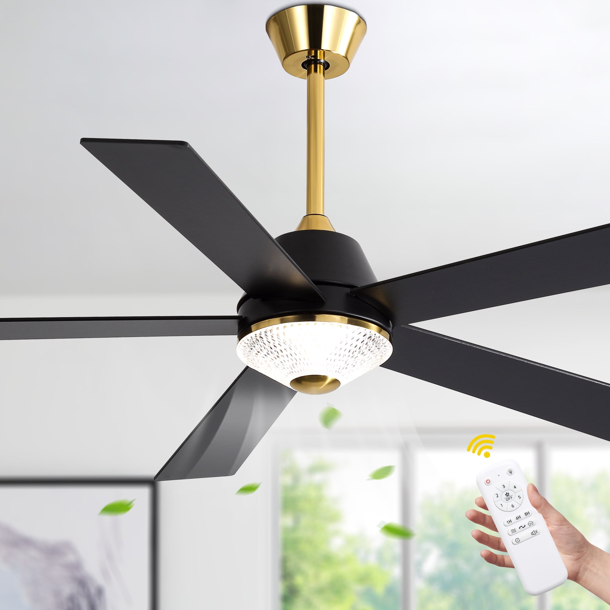 Bella Depot 52 in Modern Ceiling Fan with Light and Remote Control (Black, 52 in) lzs8o