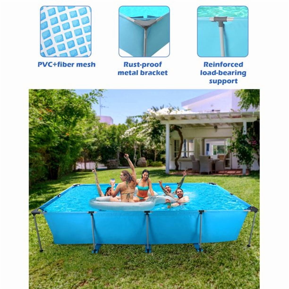 GASKY 15ft Rectangular Above Ground Swimming Pool (Blue, 177.17 in x 86.61 in x 33.07 in) whno4