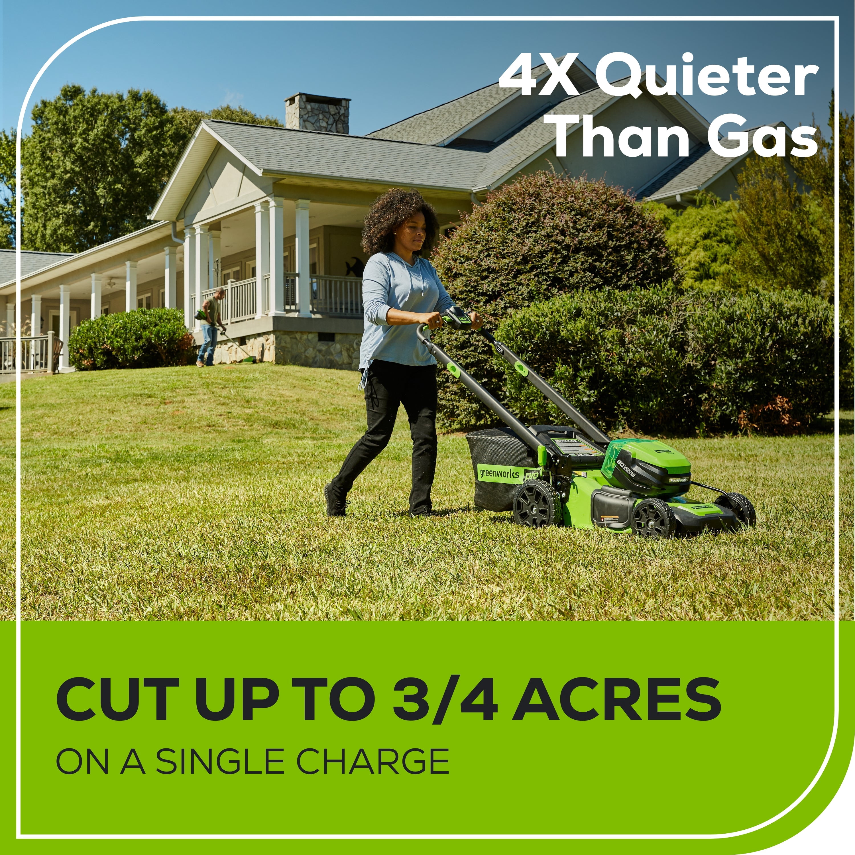 Greenworks 80V Cordless Self-Propelled Walk-Behind Lawn Mower (Green, 21 in) m3yts