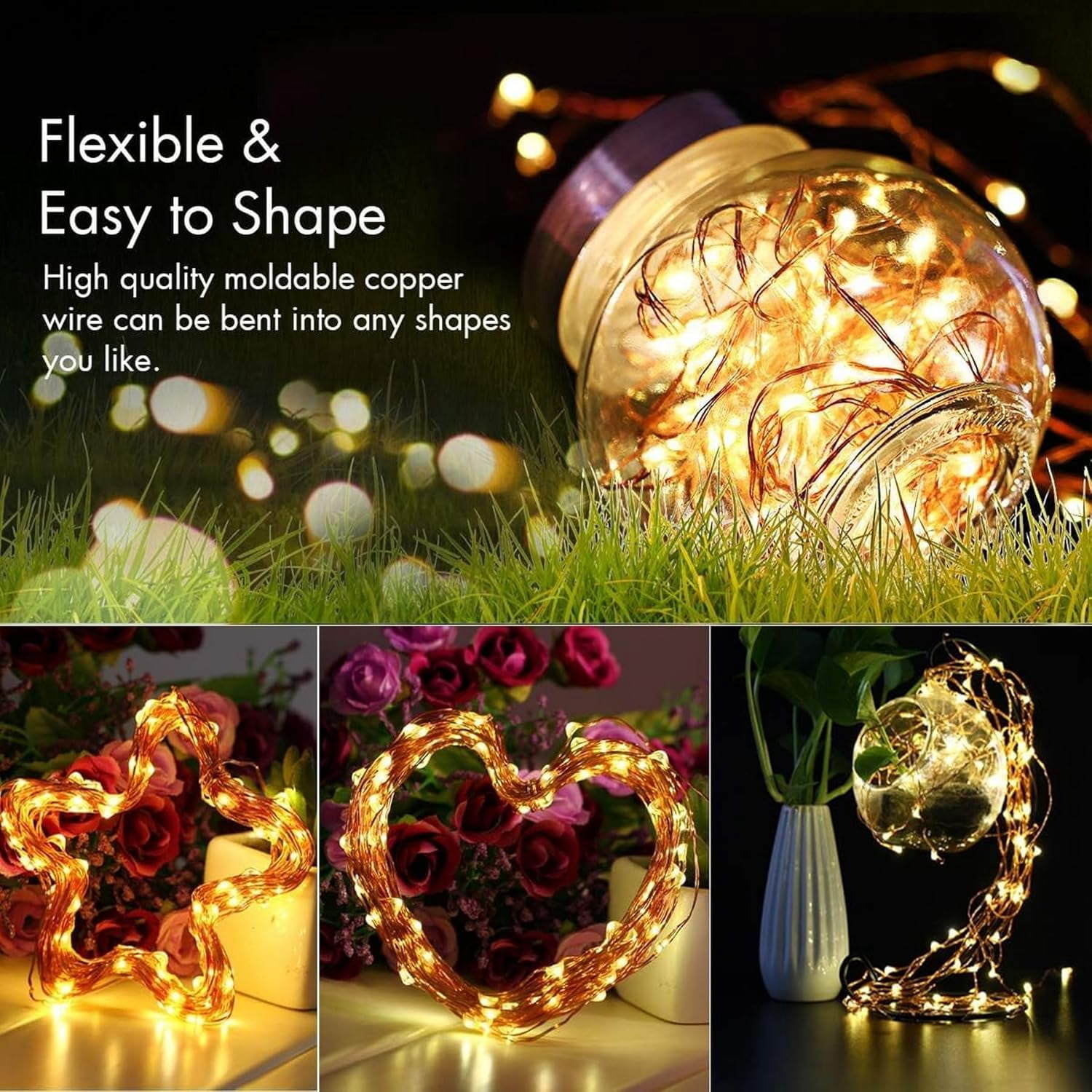 ArooickT Solar String Lights Outdoor Garden Waterproof LED Fairy Lights (White, 46 ft, 2 Pack) j0we0
