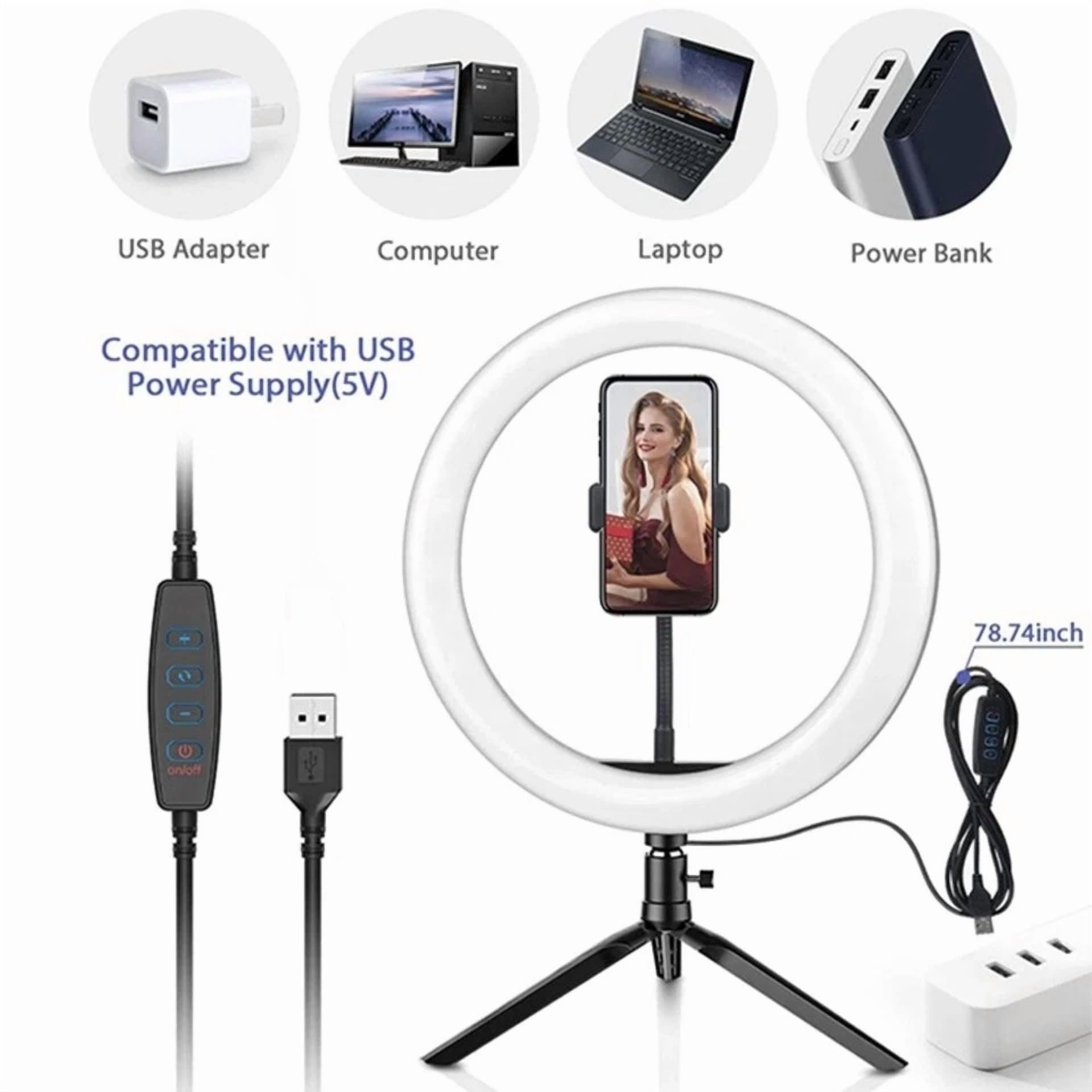 Rhea 10 in LED Ring Light with Tripod Stand and Remote (3 Light Modes) fr4wi