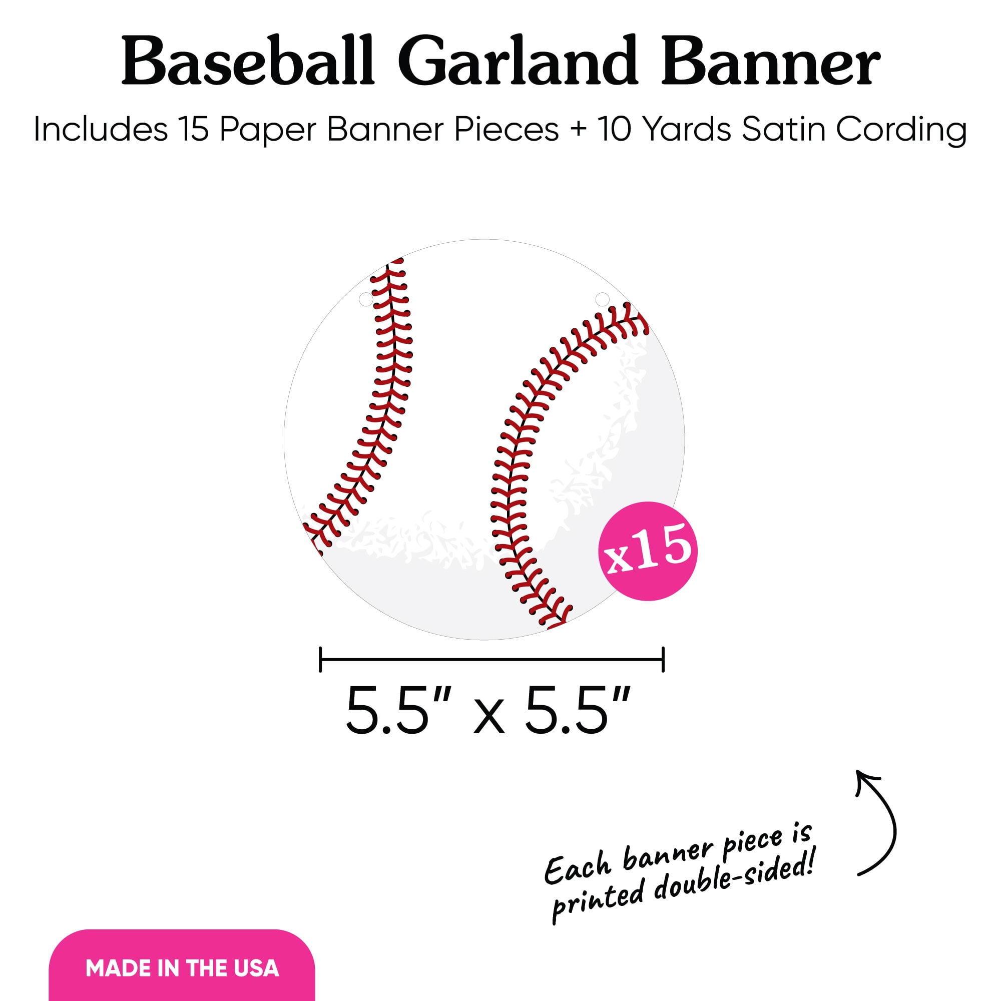 Big Dot of Happiness Baseball Garland Banner, Sports Theme Party Decorations (White, 30 ft) m56nh