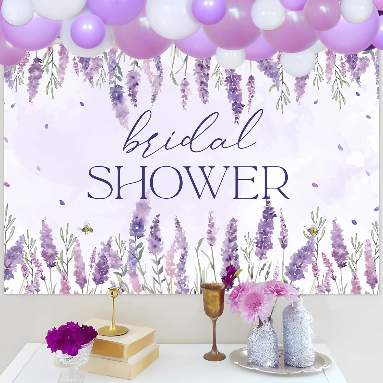 YO PERREO SOLA Lavender Bridal Shower Balloon Garland Arch Kit with Floral Backdrop (Purple, 71 Pieces) 4nf1f