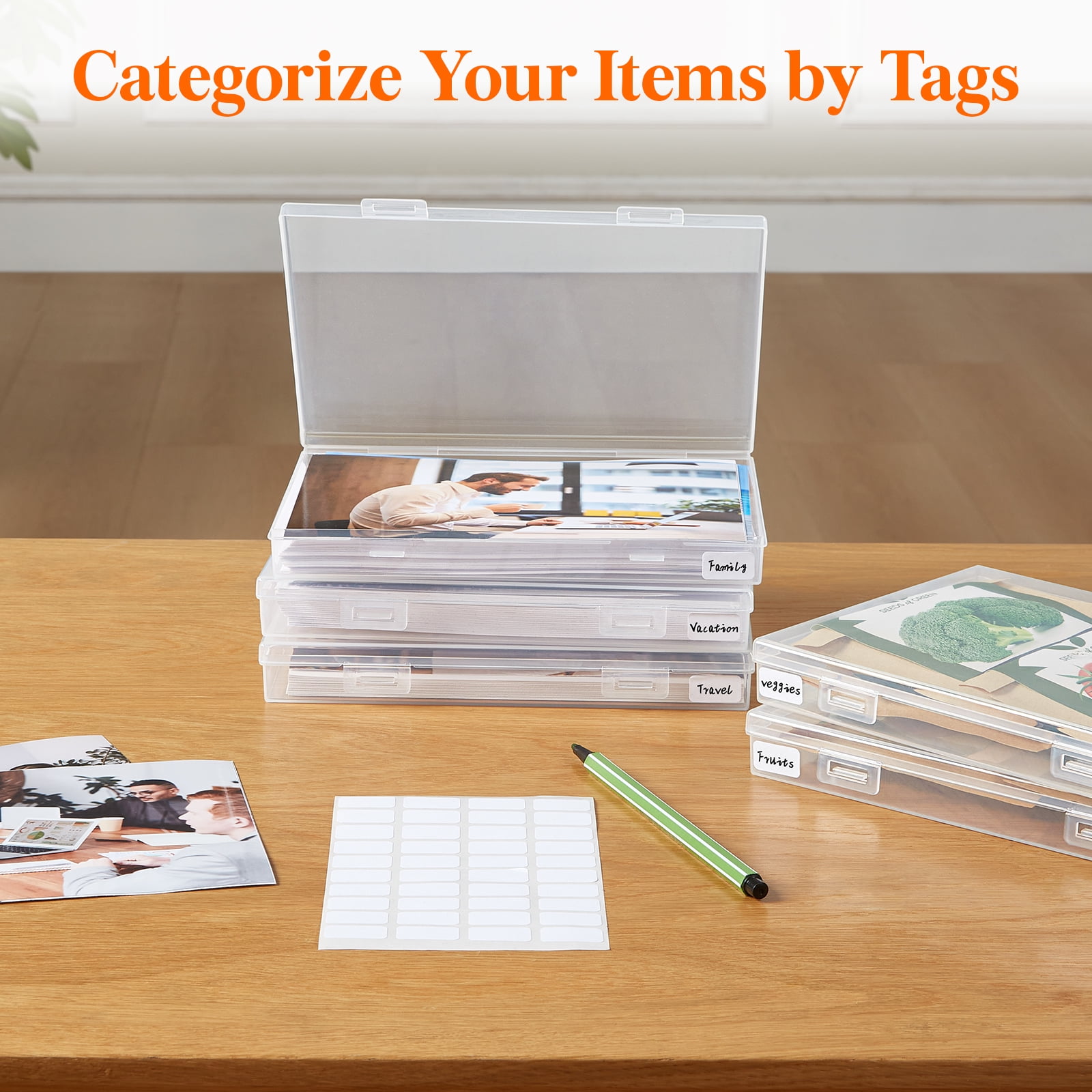 Lifewit Photo Storage Box Organizer Case (Clear, 9-Pack for 5x7 Photos) 5e6ks