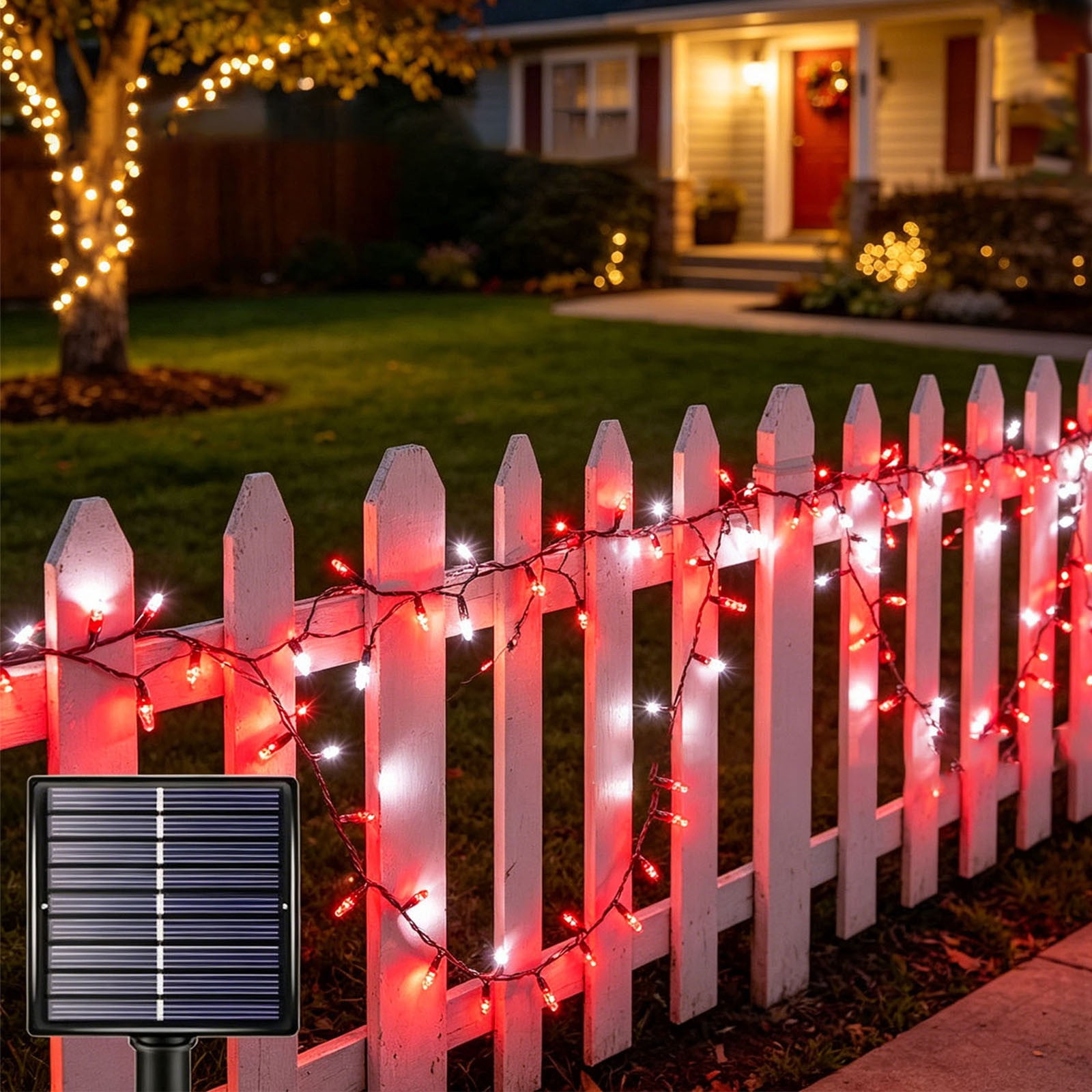 LNOGEUPG Solar LED String Lights Outdoor Waterproof Decorative Lighting (Red, 21.3 ft) 3wmu7