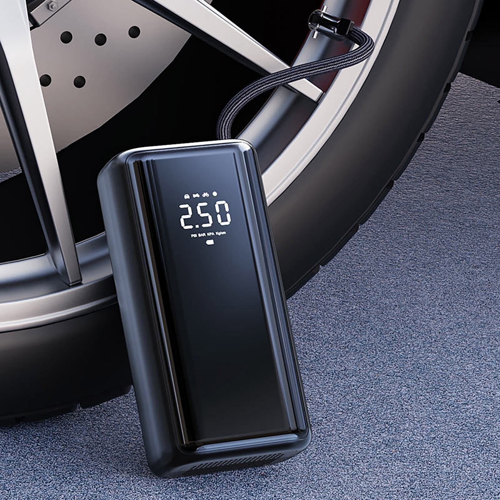 Xhegex Portable Wireless Car Tire Inflator with Digital Pressure Display (Black, 1 Pack) gjlwc