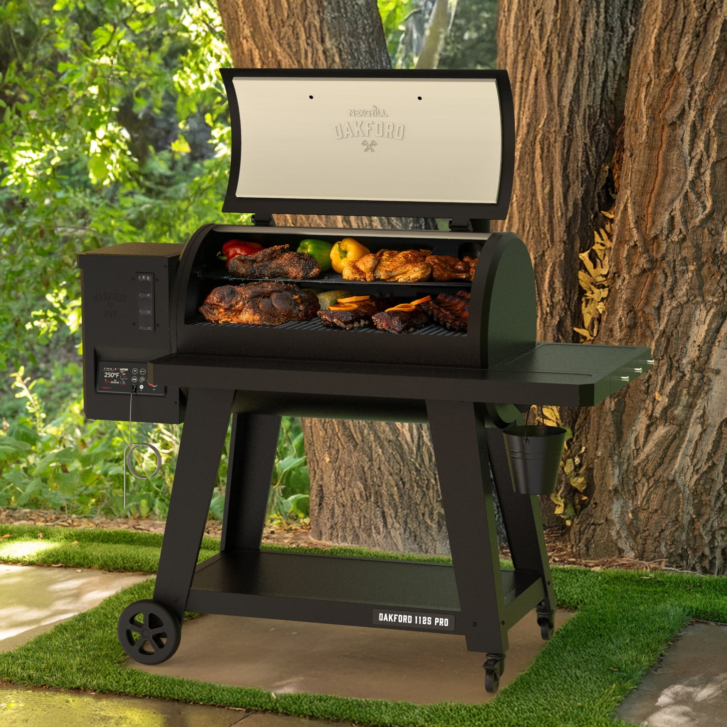 Nexgrill Oakford 1125 Pro Pellet Grill, Heavy-Duty Smoker with Bluetooth Connectivity and 1069 sq in Cooking Area (Black, 32 lb Hopper) 6jjw6