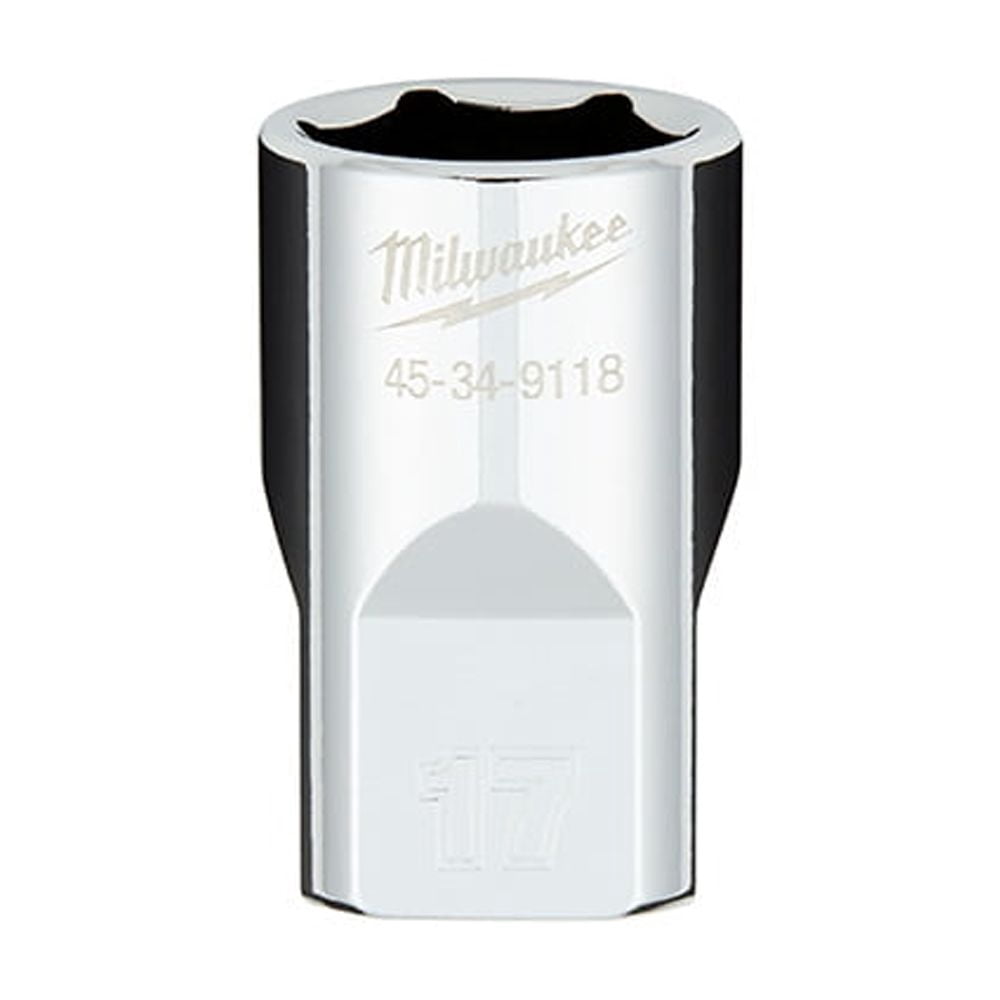 Milwaukee 1/2 in. Drive 17mm 6-Point Socket with Four Flat Sides (Silver, 1 Pack) rfaxc