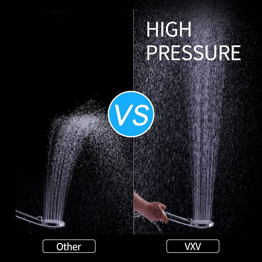 VXV Handheld Shower Head with On/Off Switch and 6 Spray Settings (Chrome, 6 ft Hose) a0xno