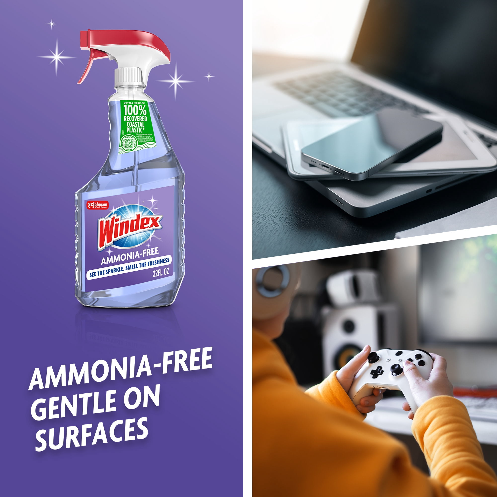 Windex Ammonia-Free Glass and Mirror Cleaner, Streak-Free Shine, Crystal Rain Scent (32 fl oz) jb9hu