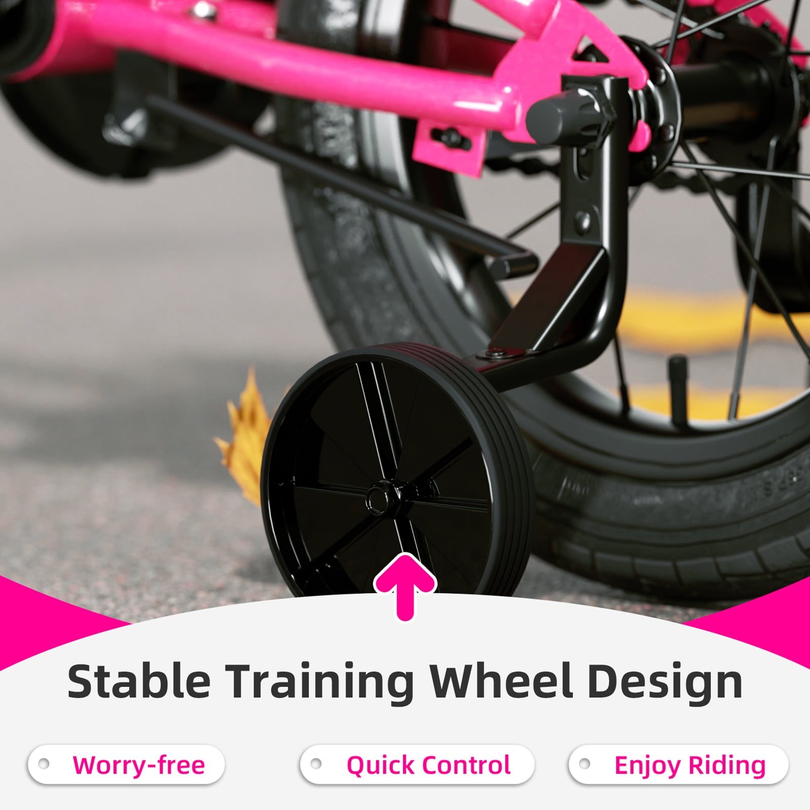 XJD BMX Style Kids Bike with Training Wheels and Coaster Brake (Pink, 16 in) 0wl5z