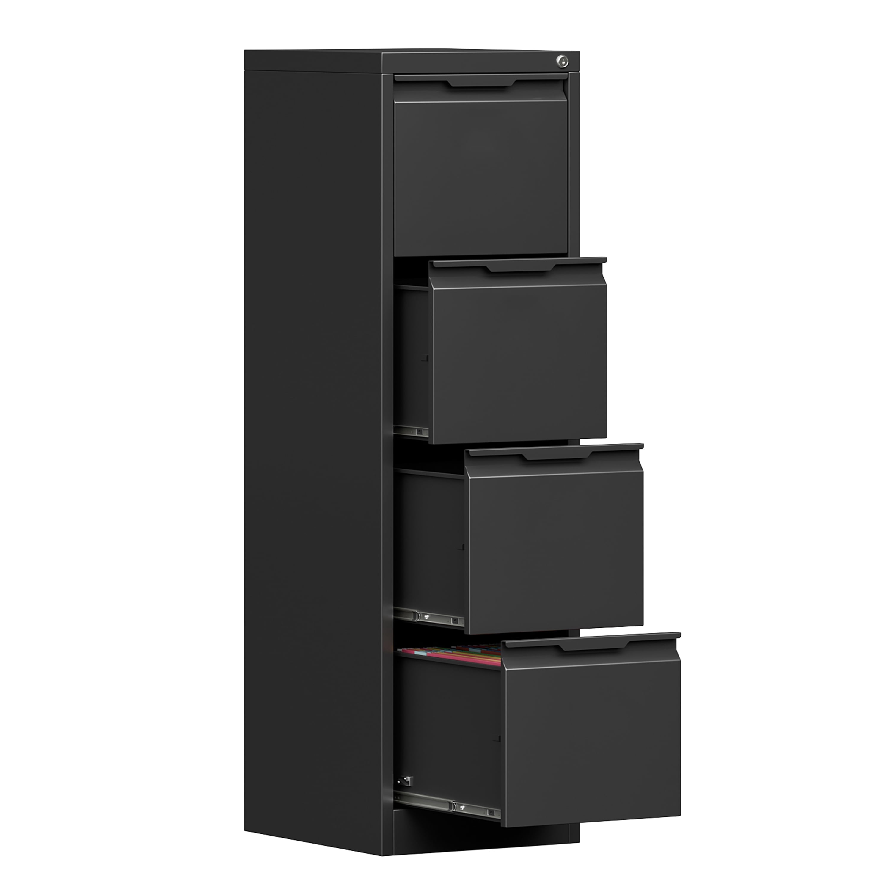 Kooyon 4 Drawer Metal File Cabinet with Lock, Heavy-Duty Home Office Filing Storage (Black, 17.8 in Deep) tyn09