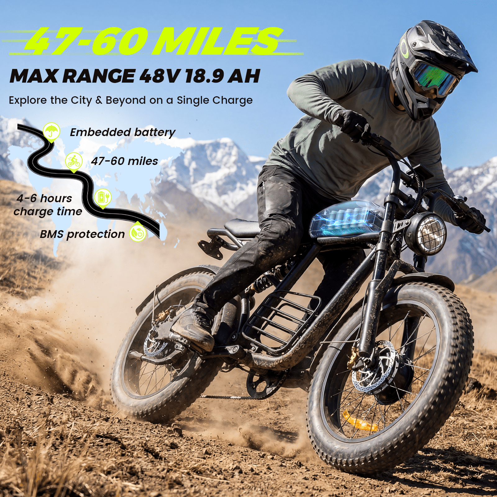 Nexaglide Electric Bike for Adults, 1500W Off-Road E-Bike, 34MPH Fat Tire Mountain Bike, 48V 20Ah Battery (Black, 20 in) zvjky
