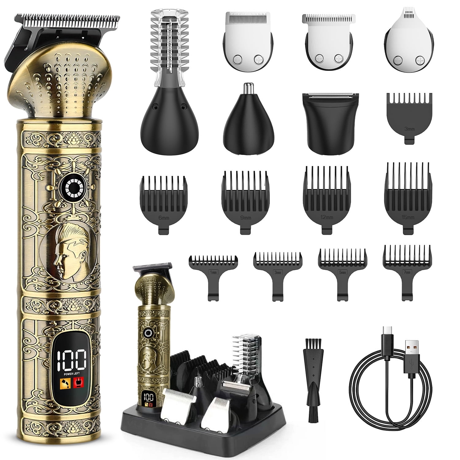 Cshidworld 6-in-1 Beard Trimmer and Hair Clipper Grooming Kit (Gold, 1 Kit) vr0km