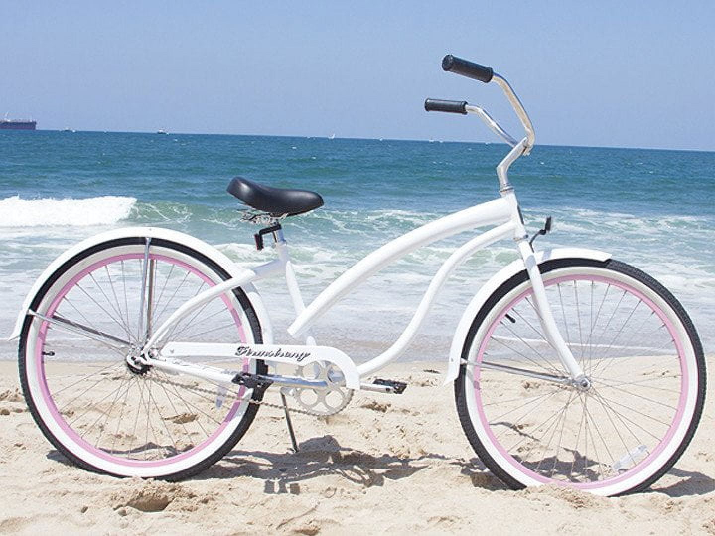 Firmstrong Bella Fashionista Women's Cruiser Bike, Single Speed, Comfort Saddle (White/Pink, 26 in) qtebi