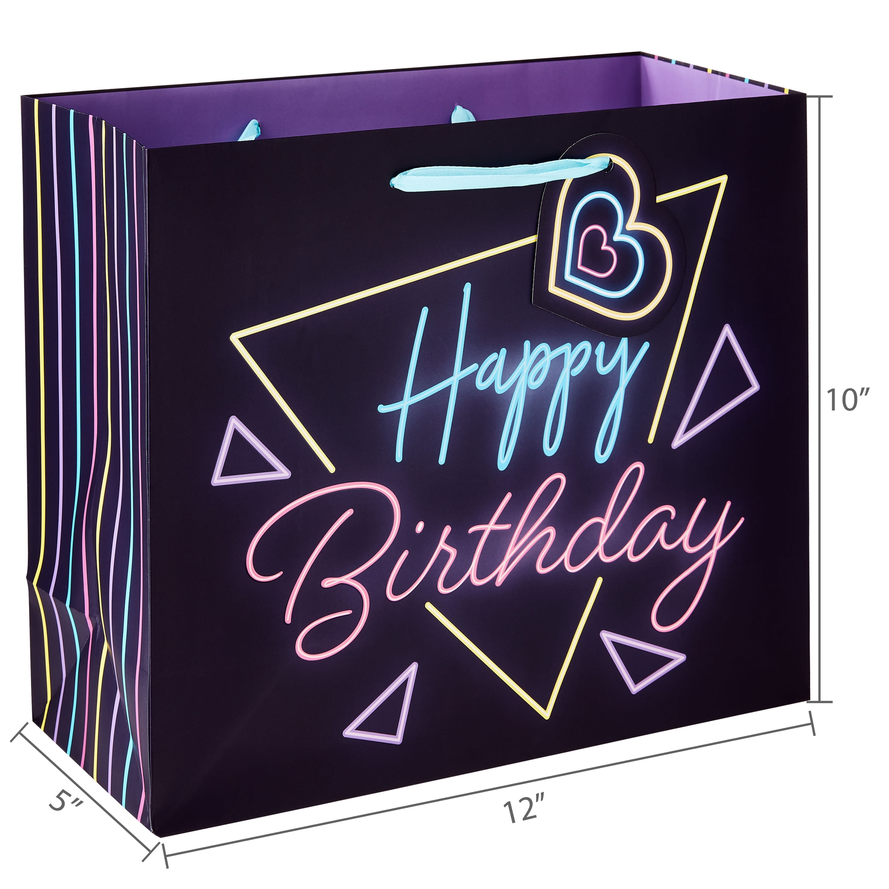 Way To Celebrate Happy Birthday Paper Gift Bag, Neon Purple, 10 in x 12 in (6 Pack) s904d